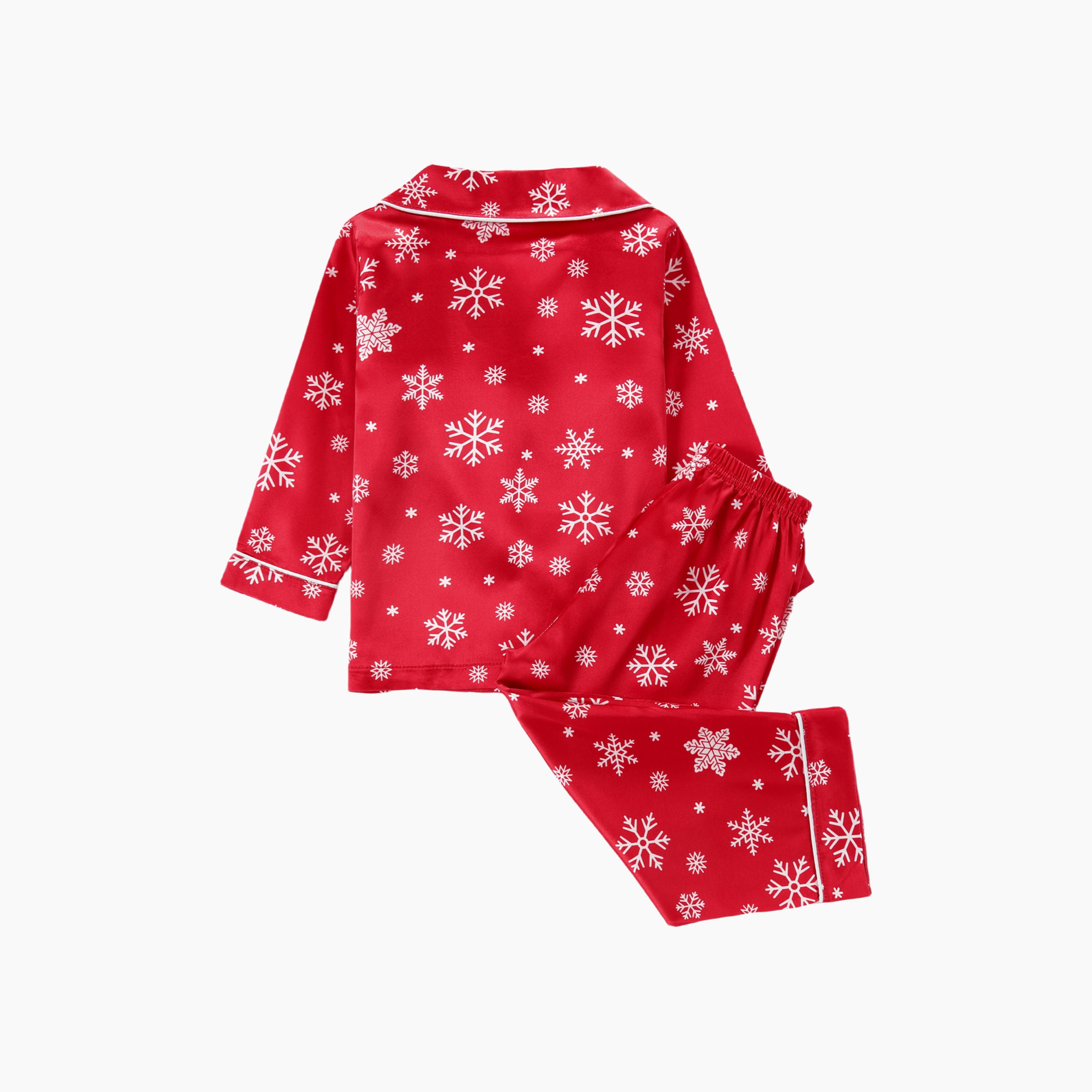 Babyqlo 2-Piece Unisex Snowflake Christmas-Theme Printed Pyjama Set-boys-clothing-nightwear-image-2