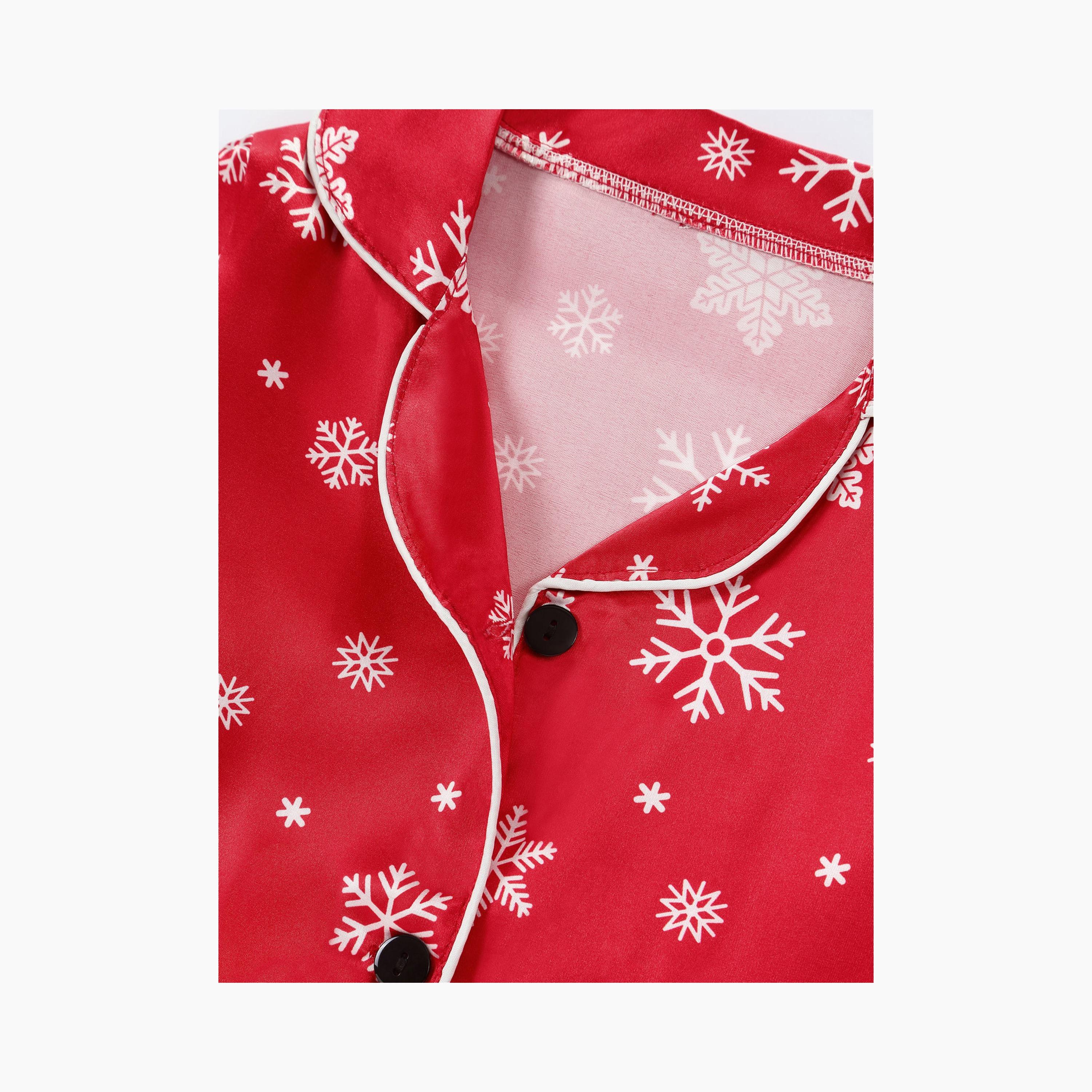 Babyqlo 2-Piece Unisex Snowflake Christmas-Theme Printed Pyjama Set-boys-clothing-nightwear-image-4