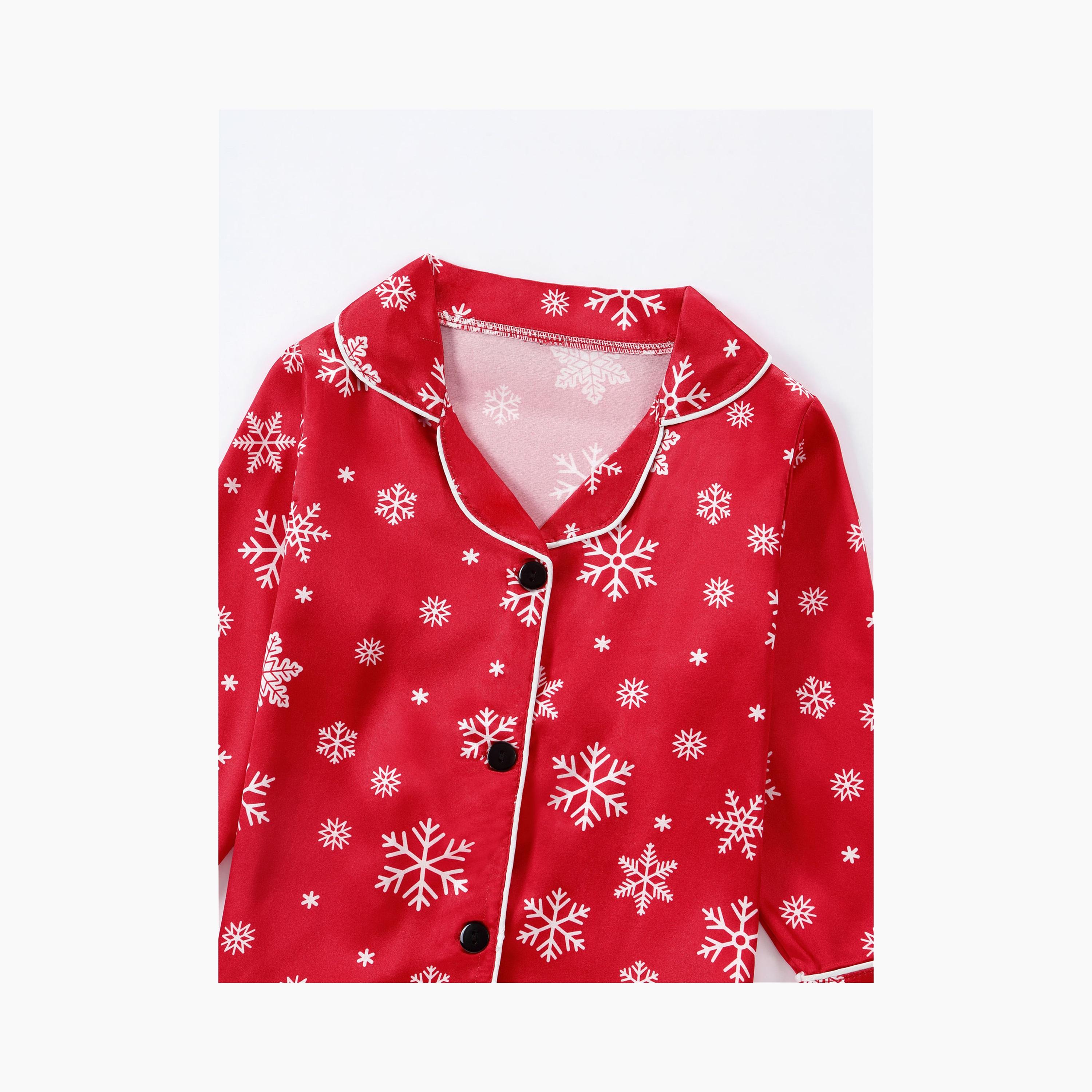 Babyqlo 2-Piece Unisex Snowflake Christmas-Theme Printed Pyjama Set-boys-clothing-nightwear-image-5