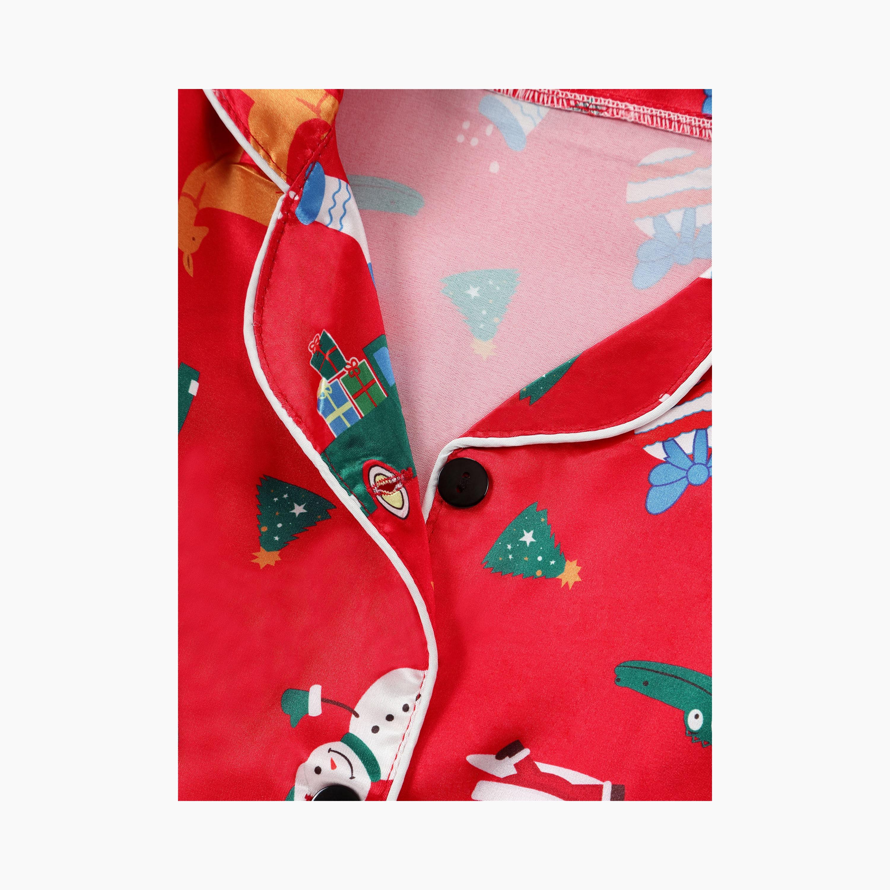 Babyqlo 2-Piece Unisex Santa & Rocket Christmas-Theme Printed Pyjama Set-boys-clothing-nightwear-image-4