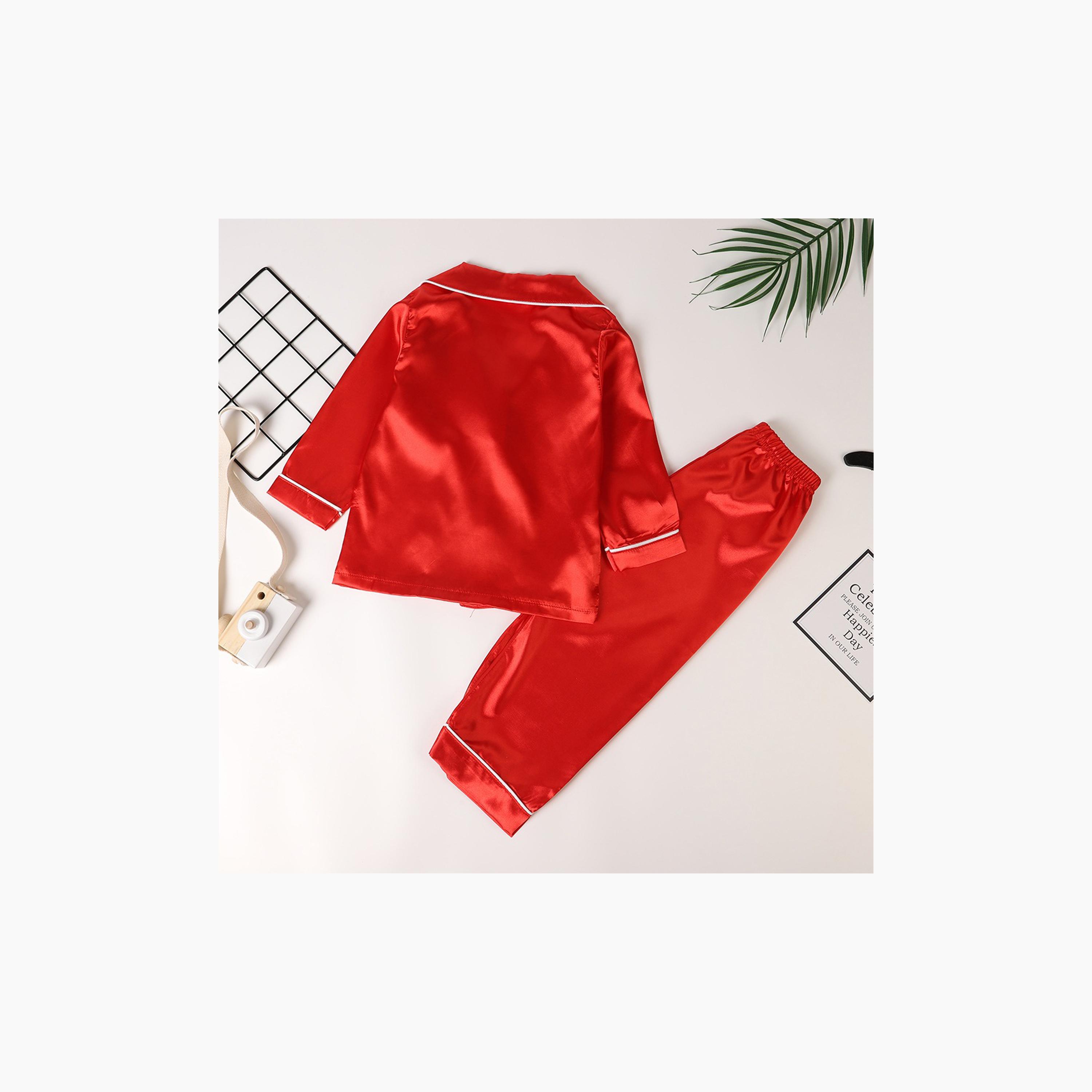 طقم بيجامة قطعتين مخيط بطبعة سانتا كلوز للجنسين بطابع عيد الميلاد من بيبيكلو-boys-clothing-nightwear-image-2