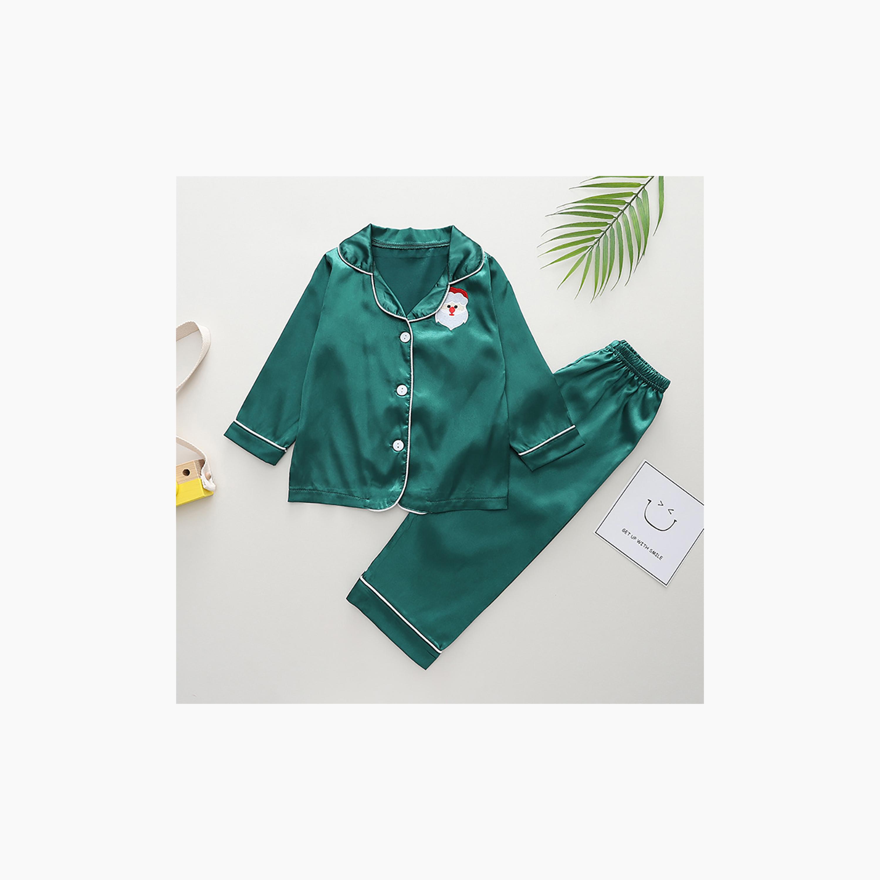 طقم بيجامة قطعتين مطرز بطبعة سانتا كلوز للجنسين بطابع عيد الميلاد من بيبيكلو-boys-clothing-nightwear-image-1