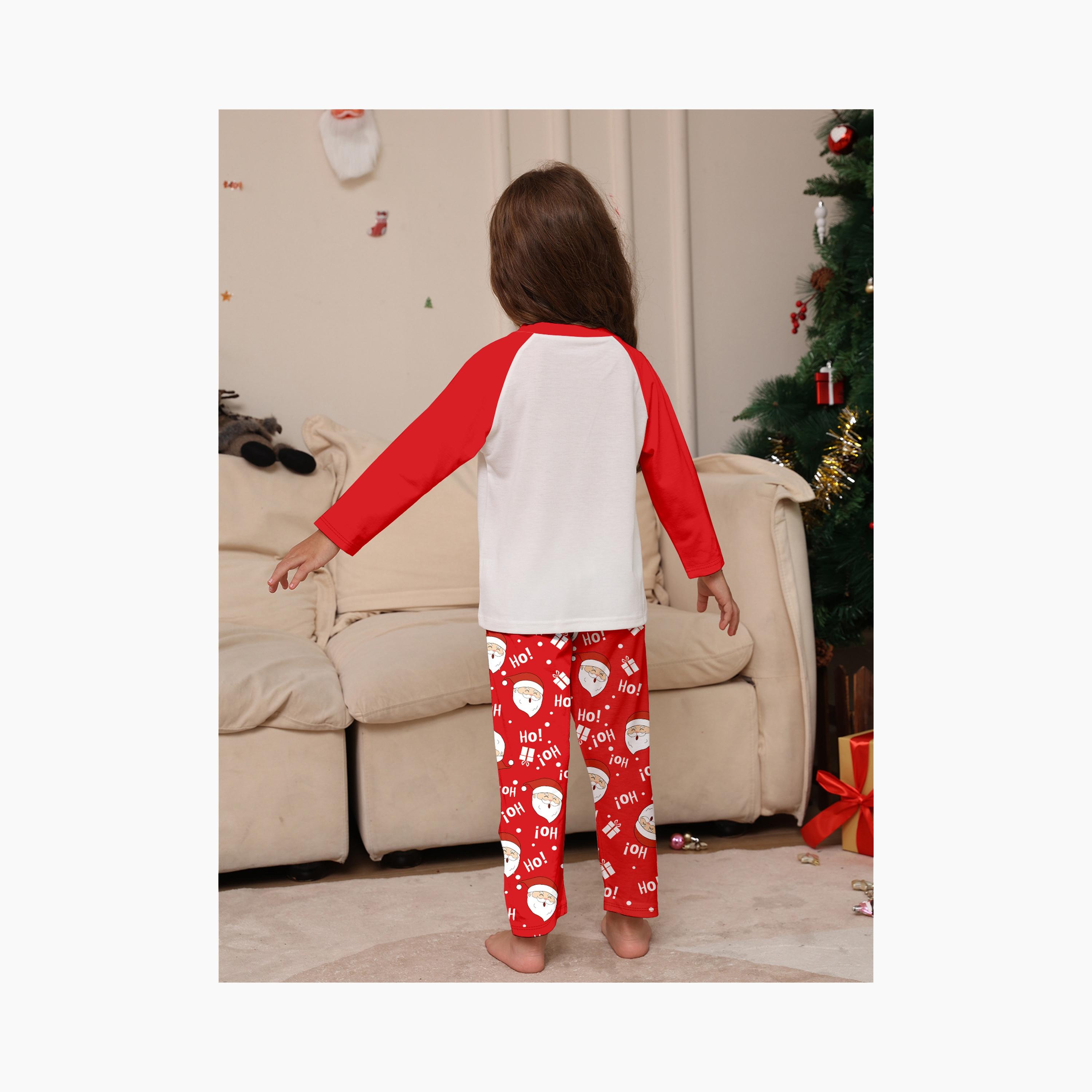 Babyqlo 2-Piece Unisex Ho Ho Ho Santa Christmas-Theme Printed Pyjama Set-boys-clothing-nightwear-image-4