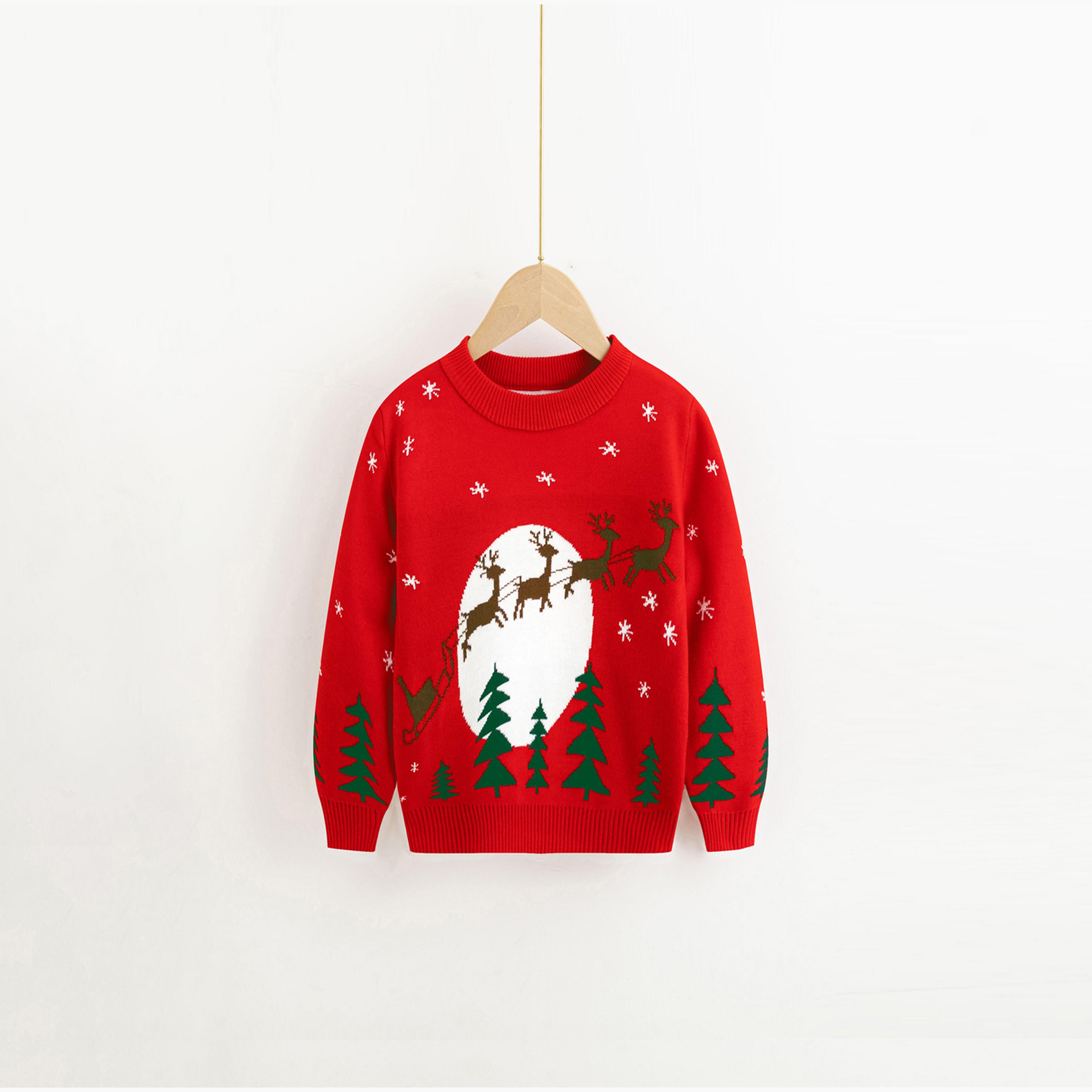 Babyqlo Santa’s Sleigh Night Scene Christmas-Theme Printed Sweater-girls-clothing-sweatshirts-image-1