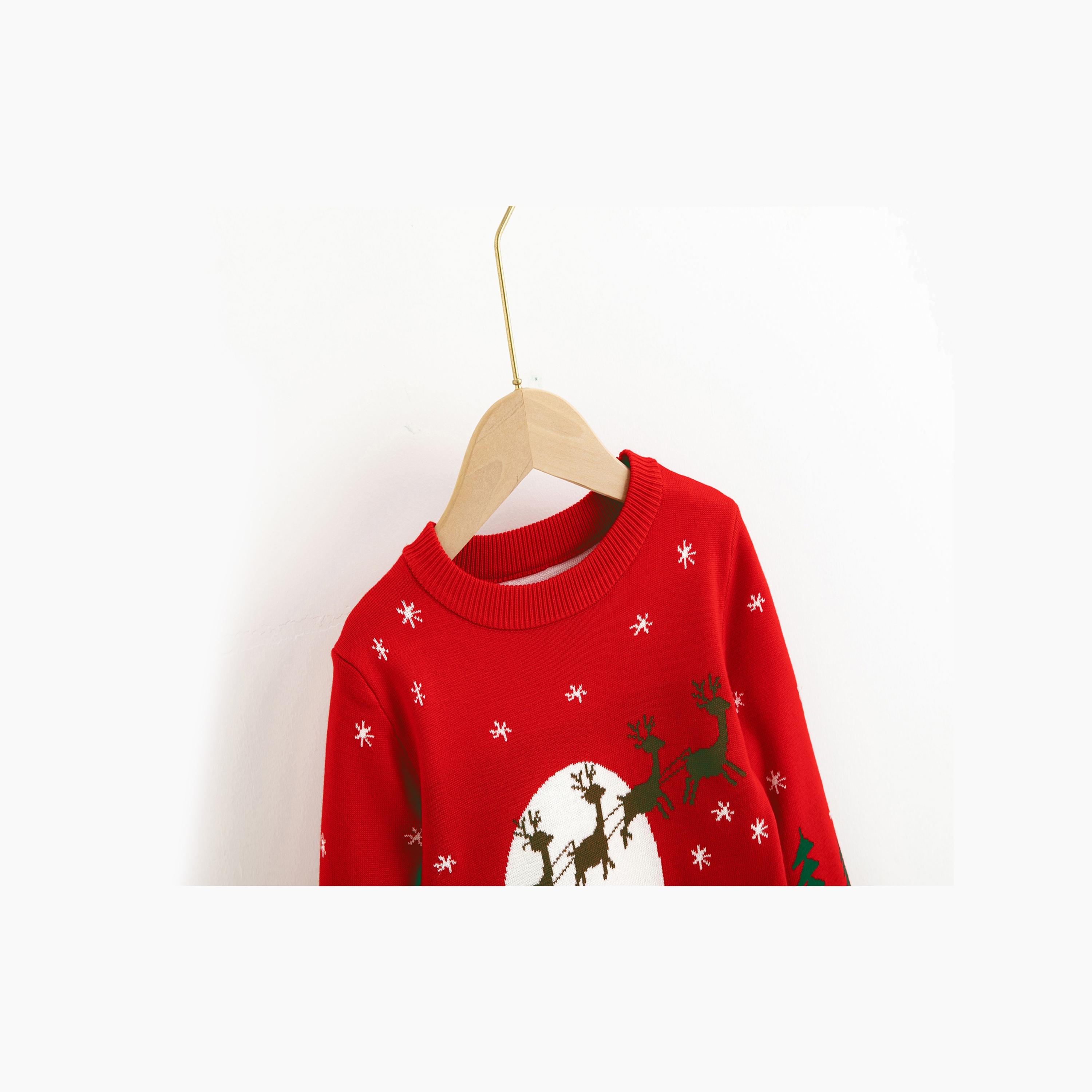 Babyqlo Santa’s Sleigh Night Scene Christmas-Theme Printed Sweater-girls-clothing-sweatshirts-image-4
