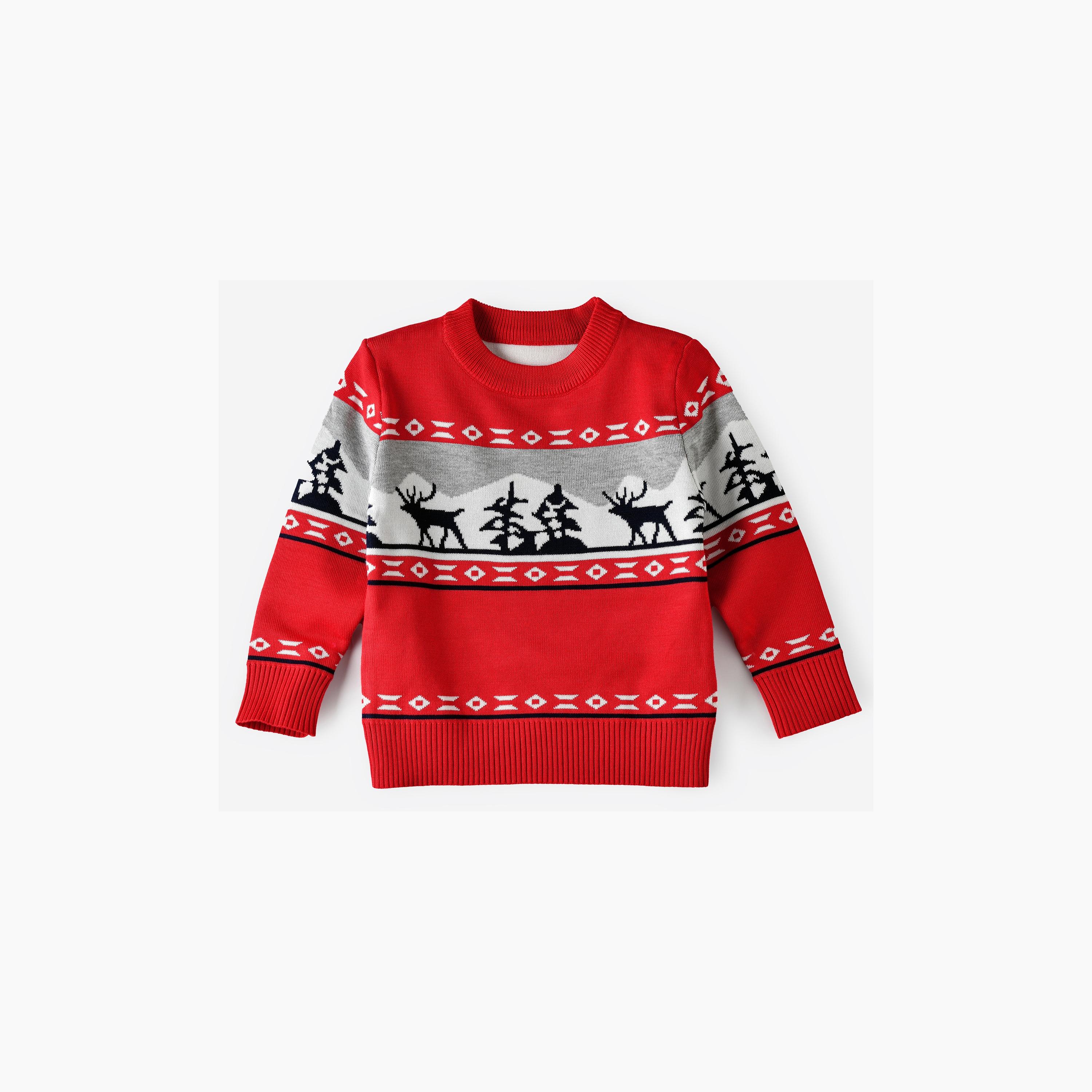 Babyqlo Nordic Reindeer Christmas-Theme Printed Sweater-girls-clothing-sweatshirts-image-2