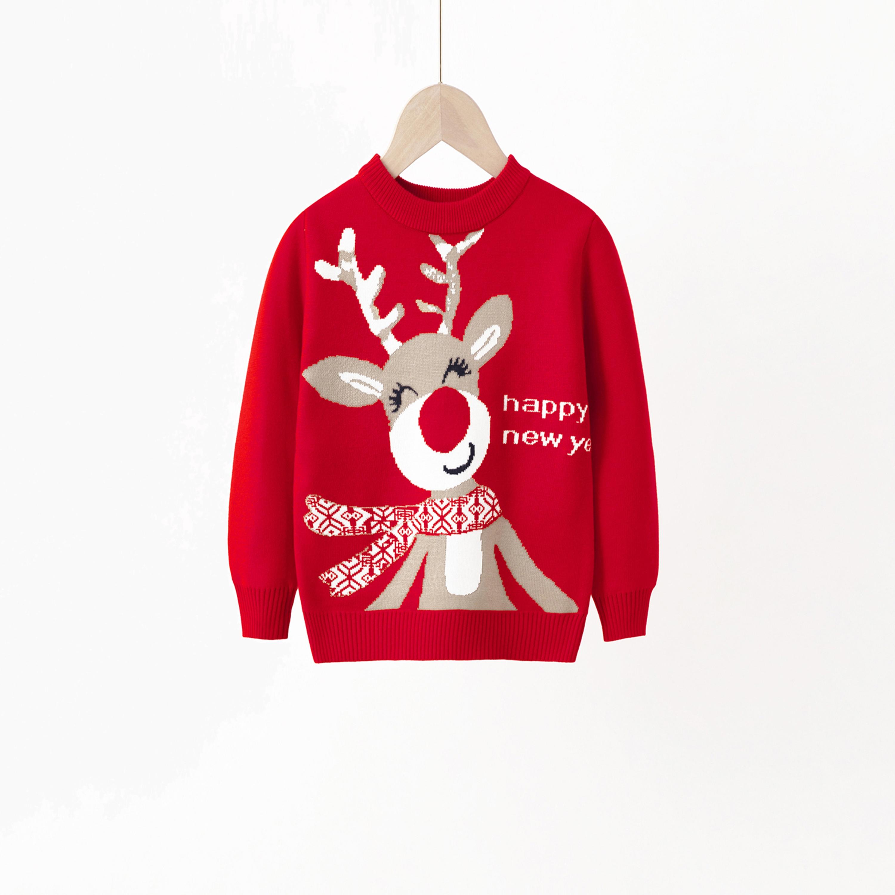 Babyqlo Happy New Year Reindeer Christmas-Theme Printed Sweater-girls-clothing-sweatshirts-image-1