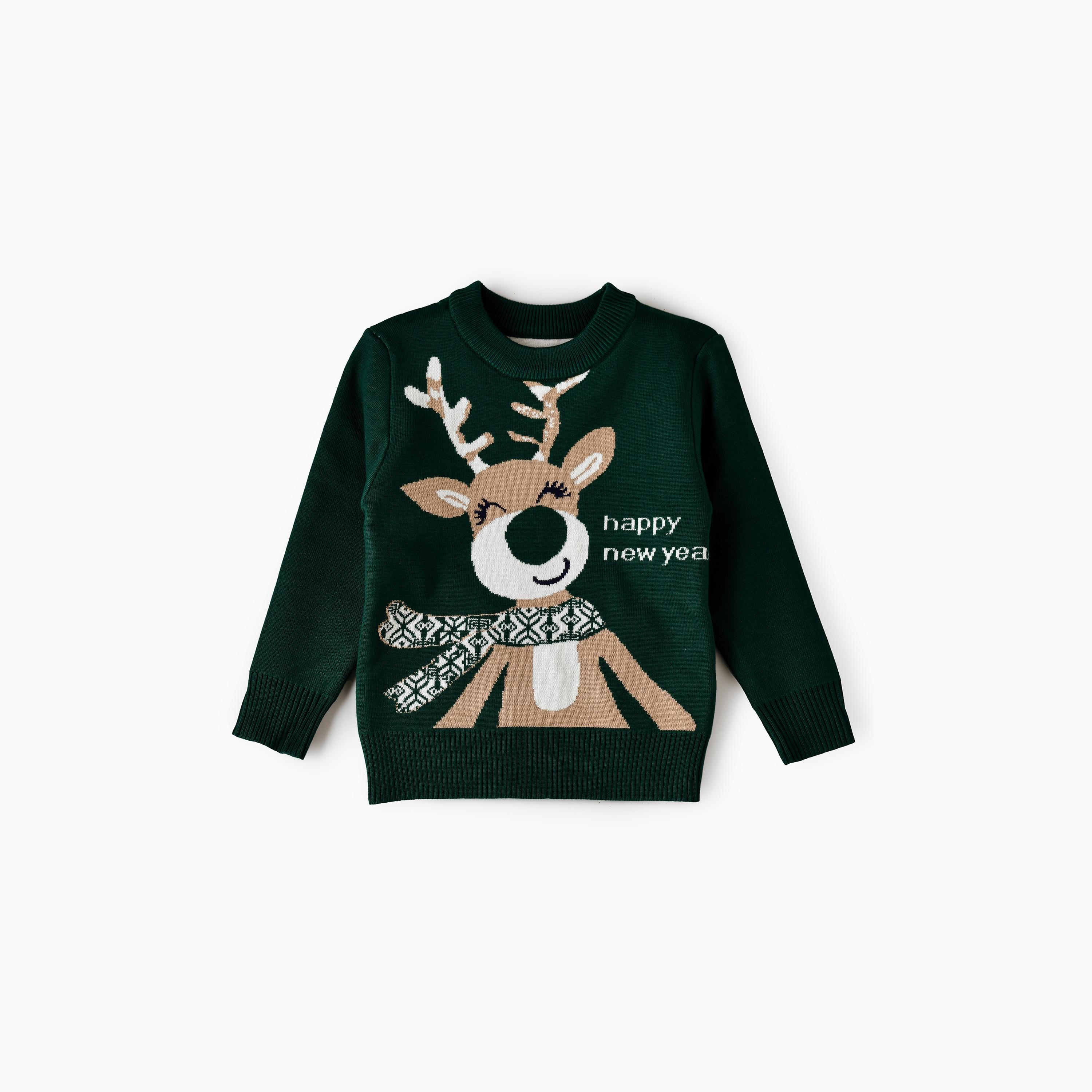 Babyqlo Happy New Year Reindeer Christmas-Theme Printed Sweater-girls-clothing-sweatshirts-image-1