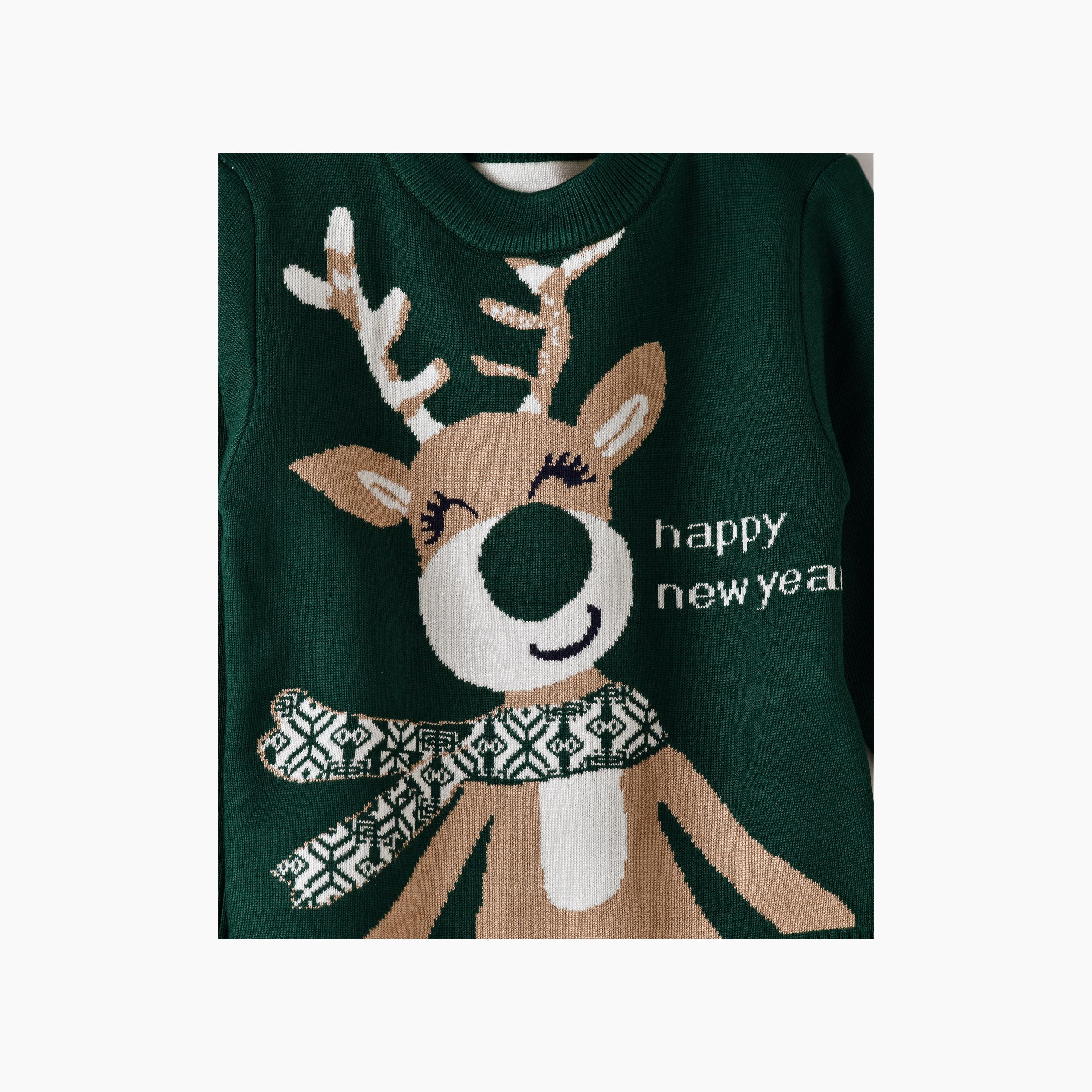 Babyqlo Happy New Year Reindeer Christmas-Theme Printed Sweater-girls-clothing-sweatshirts-image-2