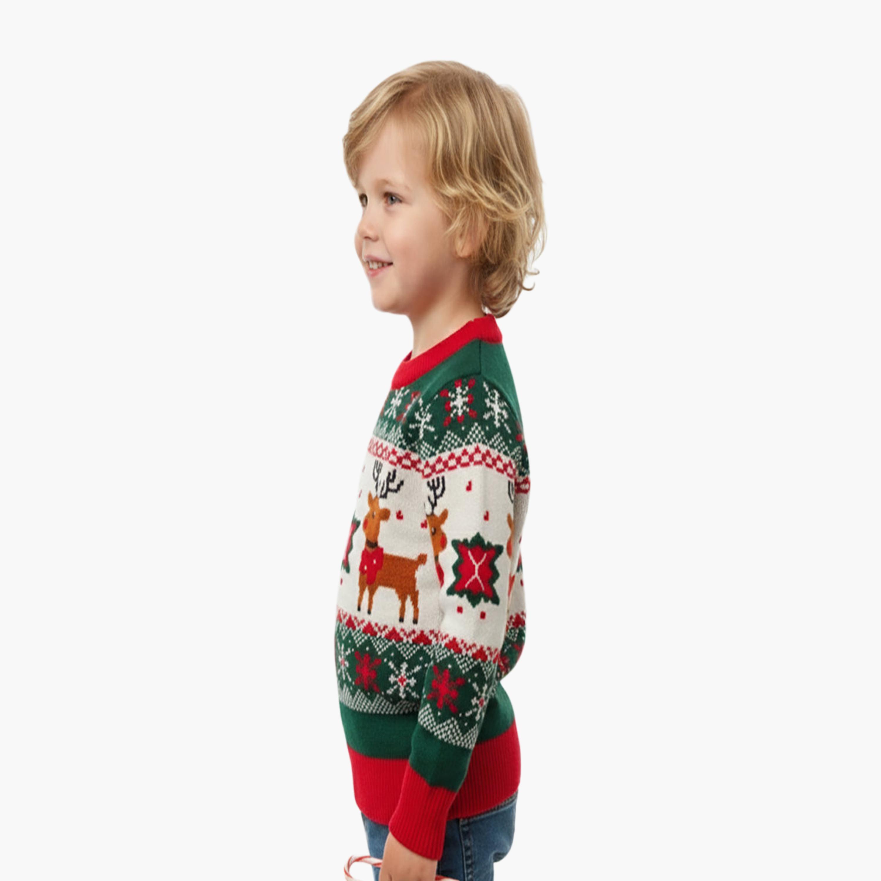 Babyqlo Reindeer Fair Isle Christmas Long Sleeves Sweater-girls-clothing-winterwear-jumpersandcardigans-image-2
