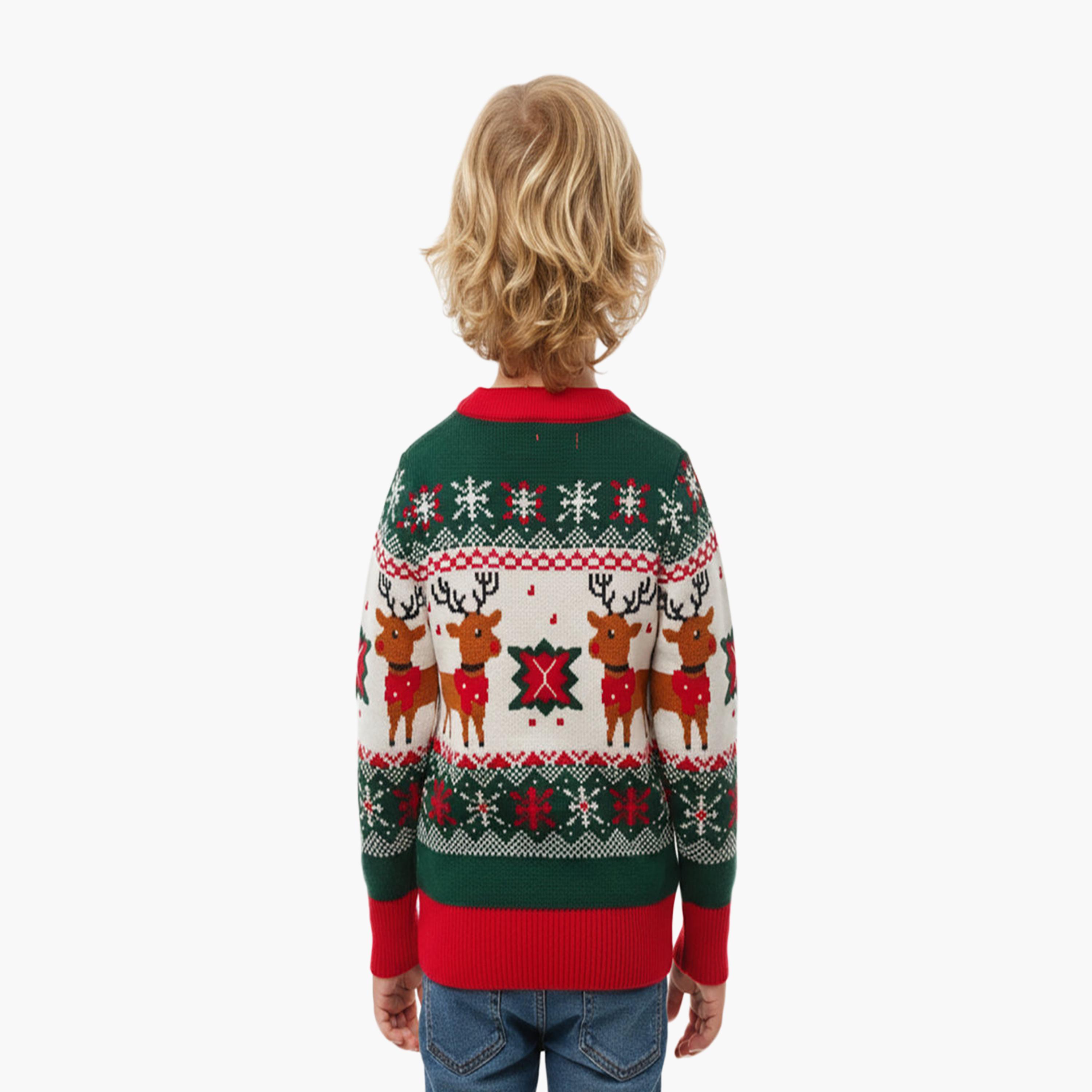Babyqlo Reindeer Fair Isle Christmas Long Sleeves Sweater-girls-clothing-winterwear-jumpersandcardigans-image-3