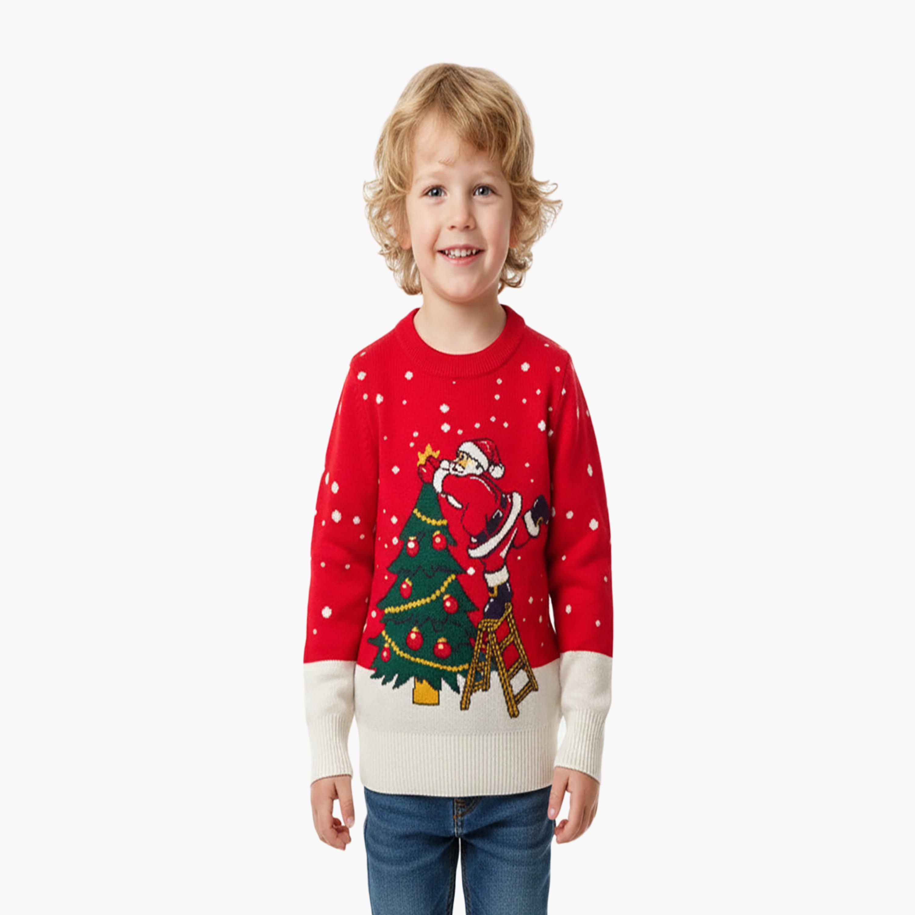 Babyqlo Santa Christmas Tree Knit Long Sleeves Sweater-girls-clothing-winterwear-jumpersandcardigans-image-1