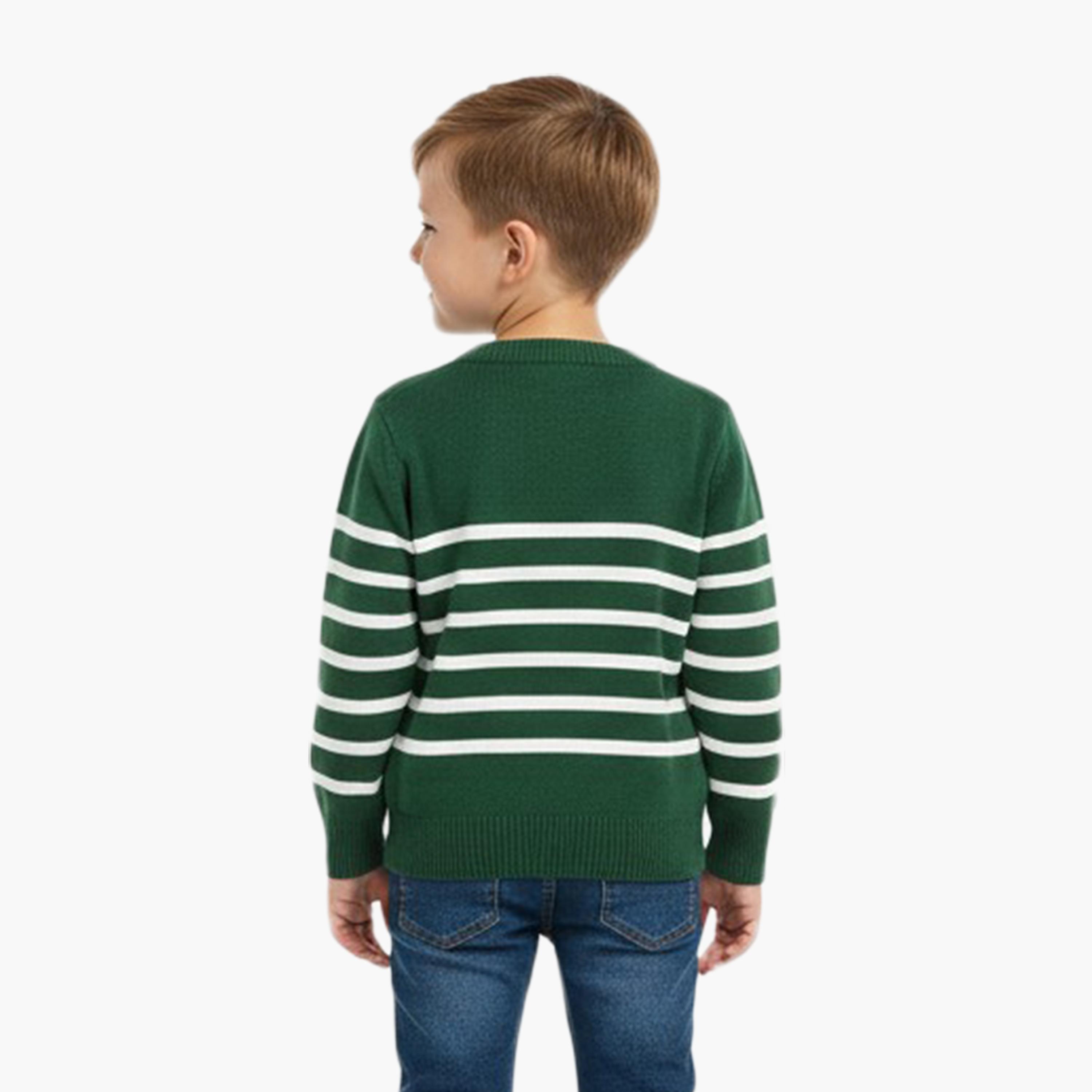 Babyqlo Santa Claus Striped Christmas Long Sleeves Sweater-girls-clothing-winterwear-jumpersandcardigans-image-3