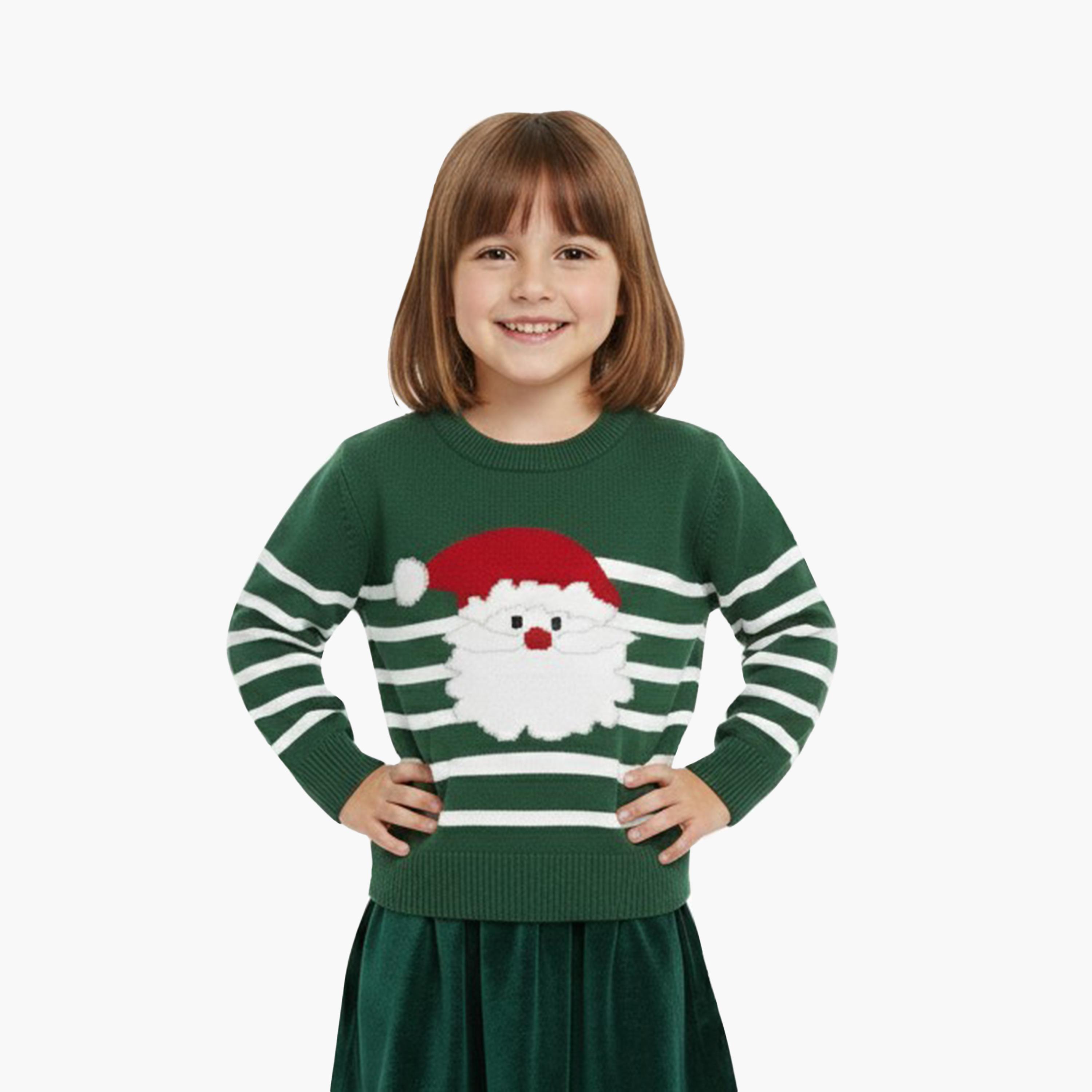 Babyqlo Santa Claus Striped Christmas Long Sleeves Sweater-girls-clothing-winterwear-jumpersandcardigans-image-4