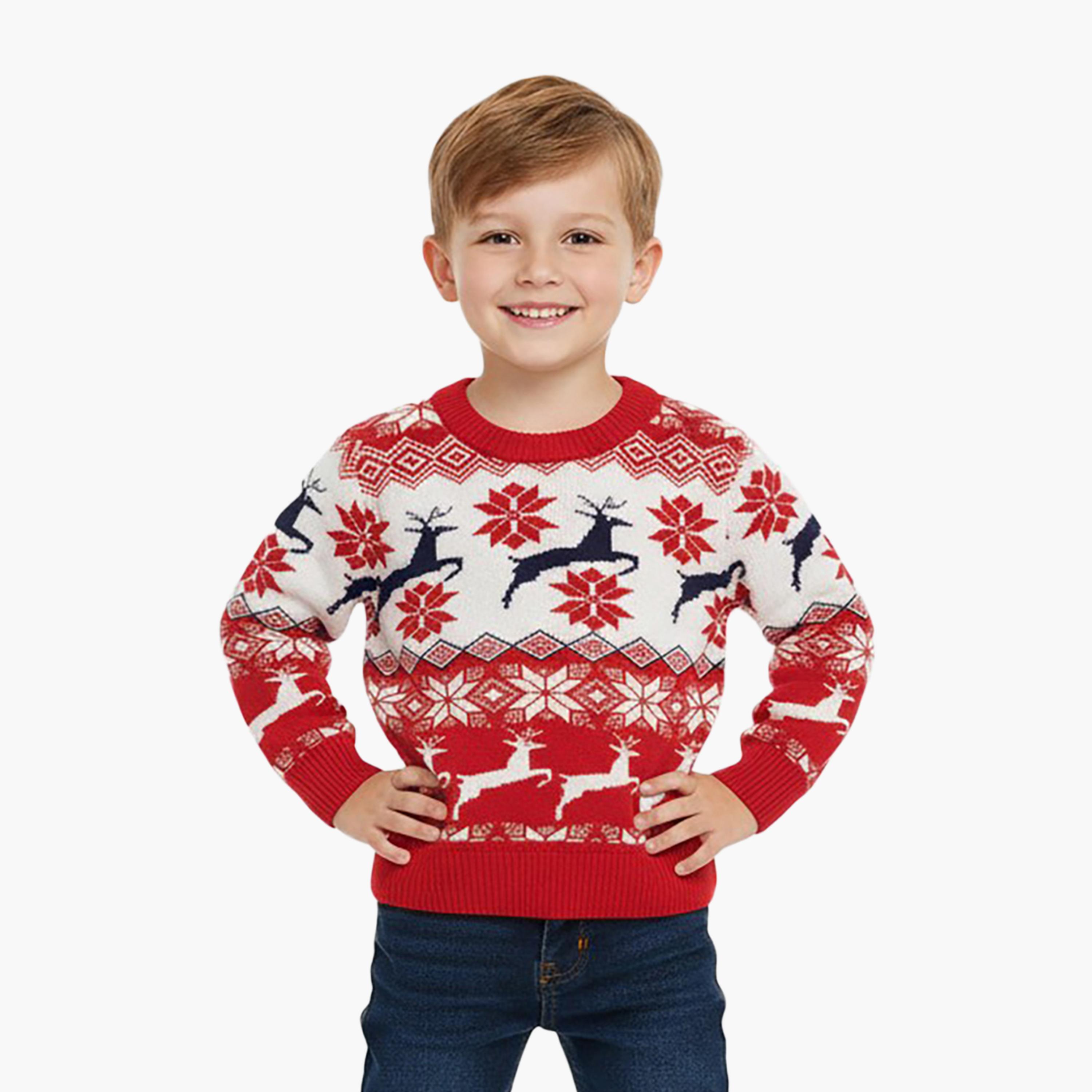 Babyqlo Reindeer Fair Isle Christmas Long Sleeves Sweater-girls-clothing-winterwear-jumpersandcardigans-image-1