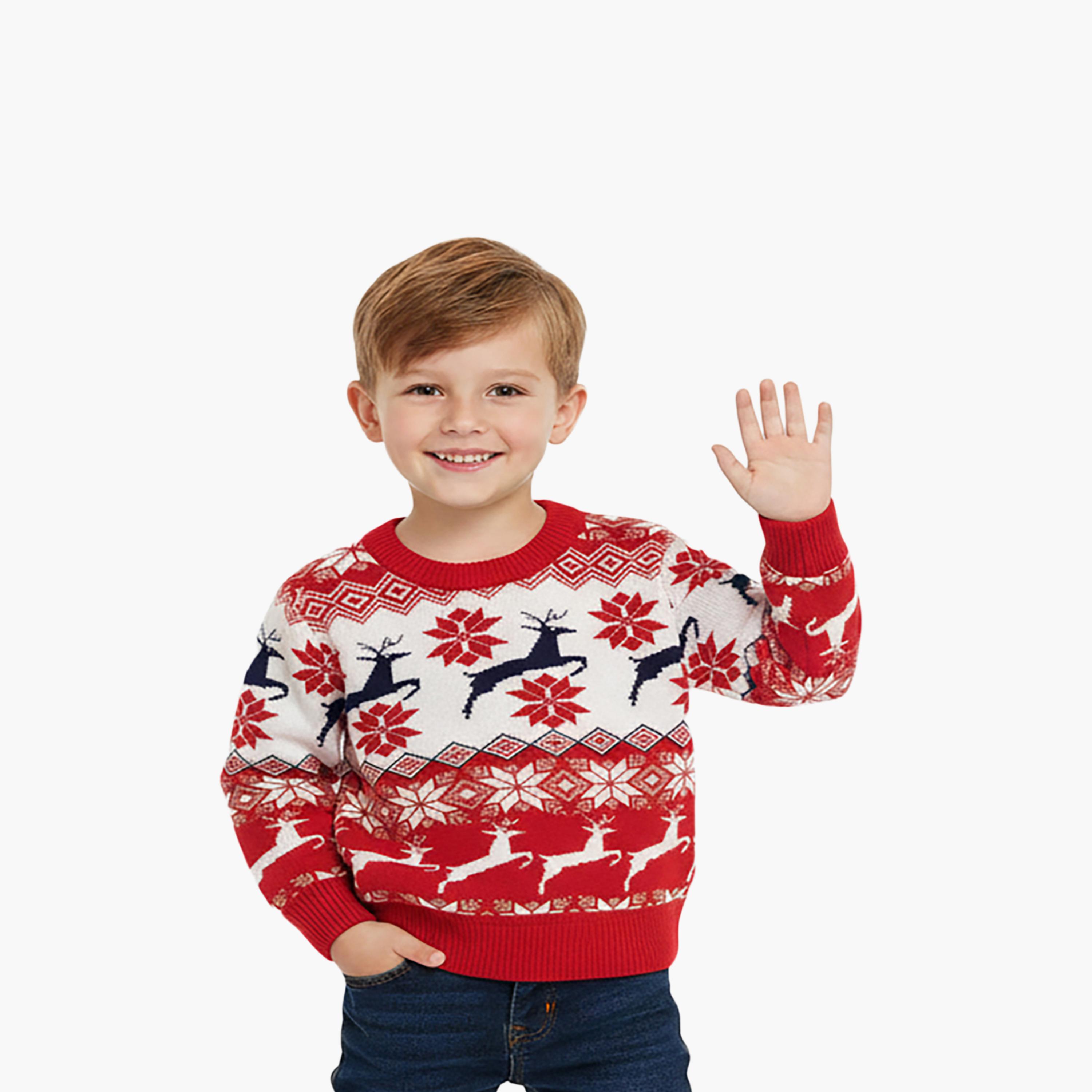 Babyqlo Reindeer Fair Isle Christmas Long Sleeves Sweater-girls-clothing-winterwear-jumpersandcardigans-image-2