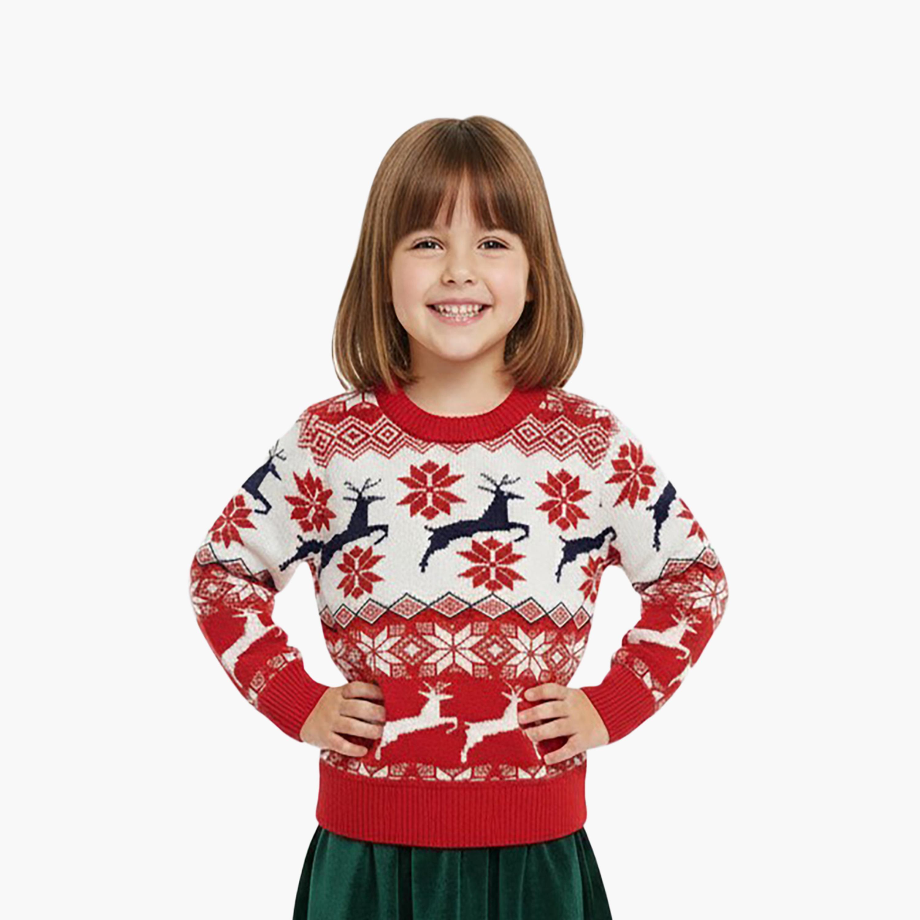 Babyqlo Reindeer Fair Isle Christmas Long Sleeves Sweater-girls-clothing-winterwear-jumpersandcardigans-image-3