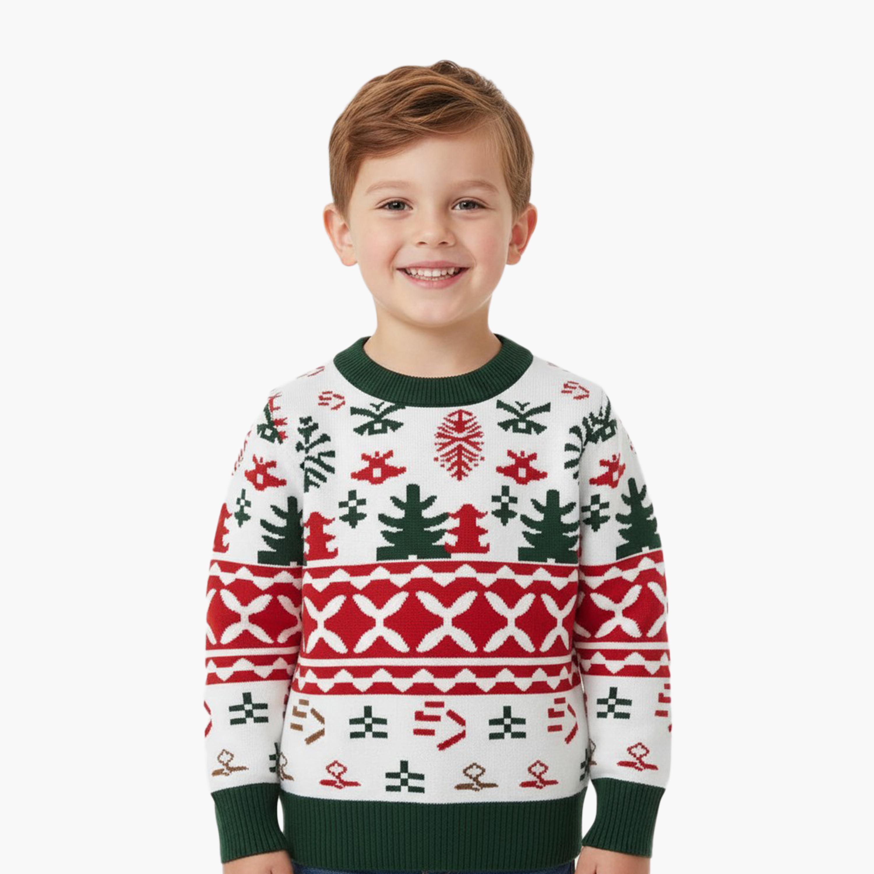 Babyqlo Fair Isle Christmas Long Sleeves Sweater-girls-clothing-winterwear-jumpersandcardigans-image-1