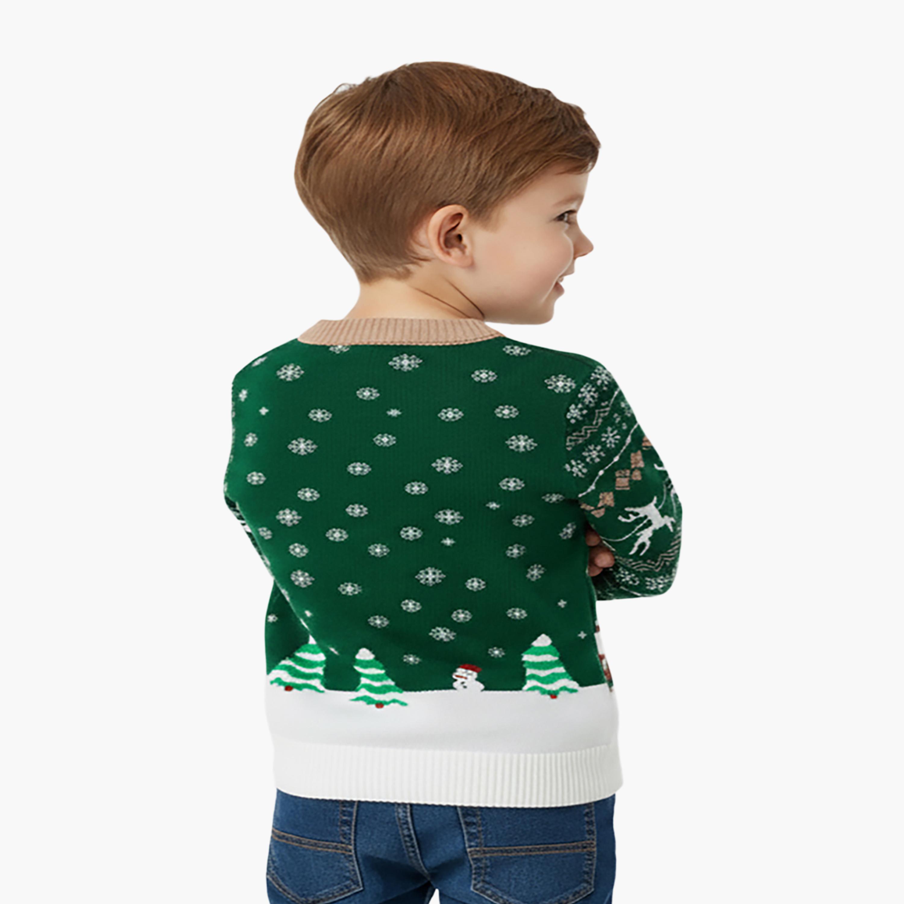 Babyqlo Christmas Village Scene Long Sleeves Knit Sweater-boys-clothing-winterwear-jumpersandcardigans-image-2