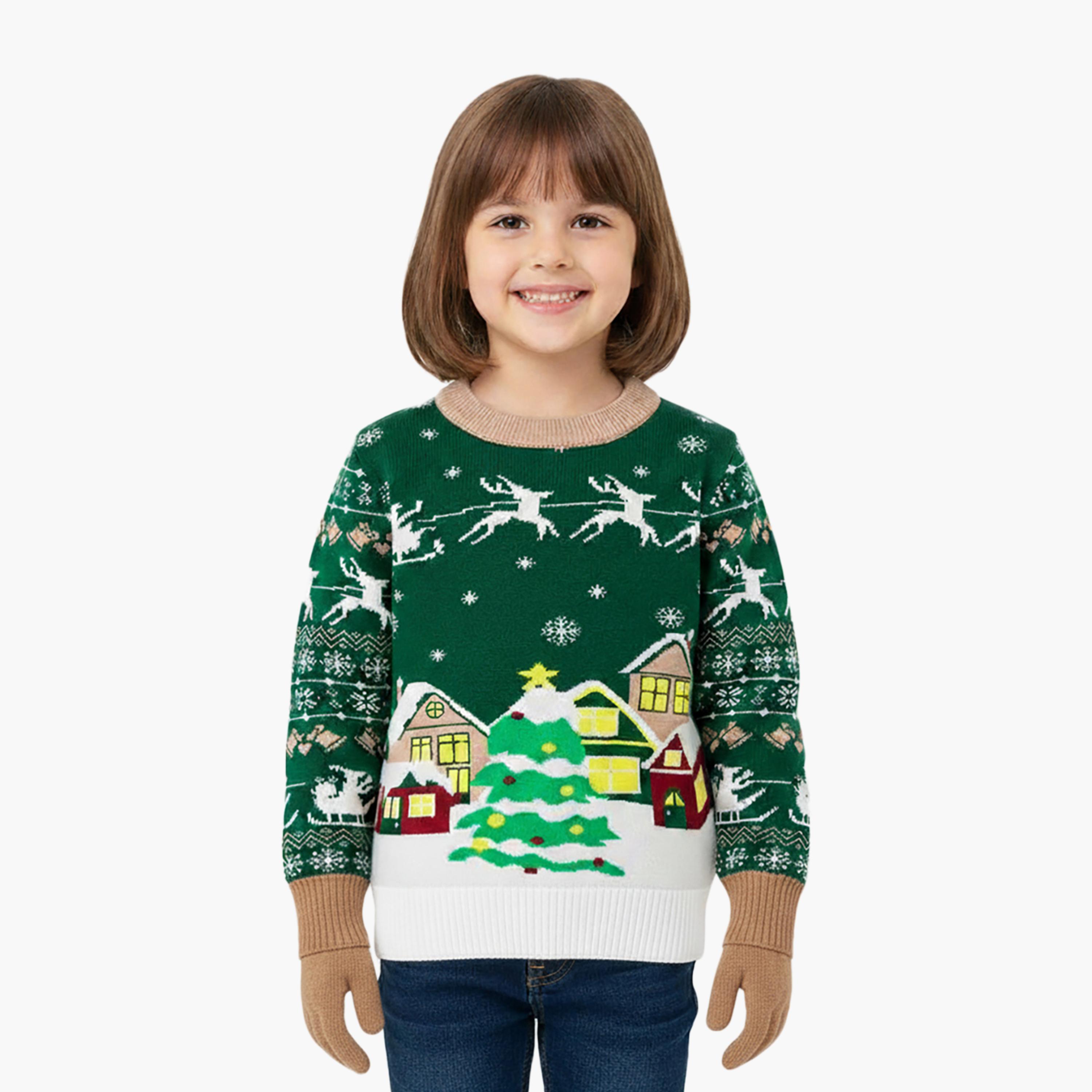 Babyqlo Christmas Village Scene Long Sleeves Knit Sweater-boys-clothing-winterwear-jumpersandcardigans-image-3