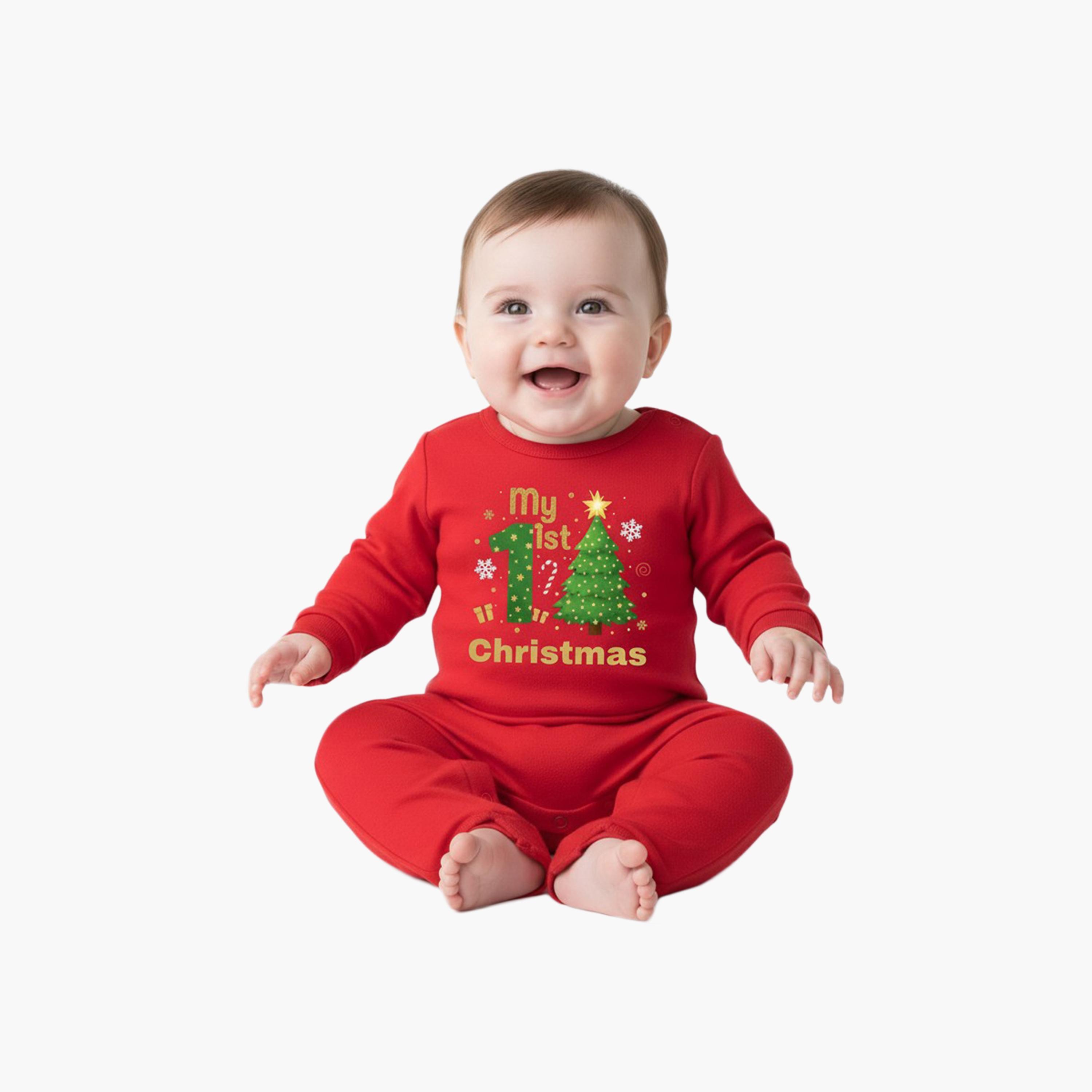 Babyqlo My 1st Christmas Long Sleeves Rompers-baby-boys-clothing-rompers-image-3