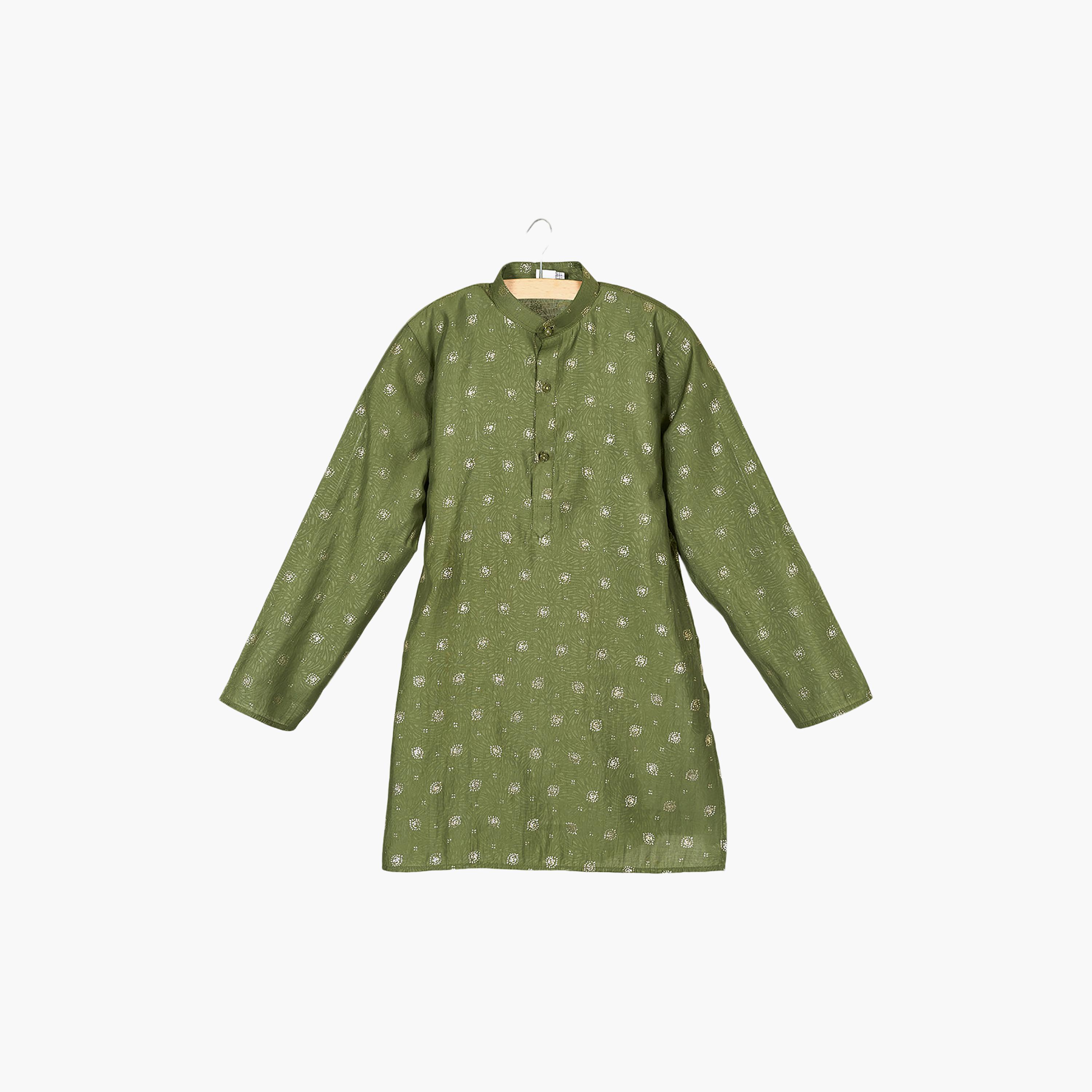 طقم تراثي بأكمام طويلة كورتة وبيجامة مطبوع من بيبيكلو-boys-clothing-setsandcoords-image-4