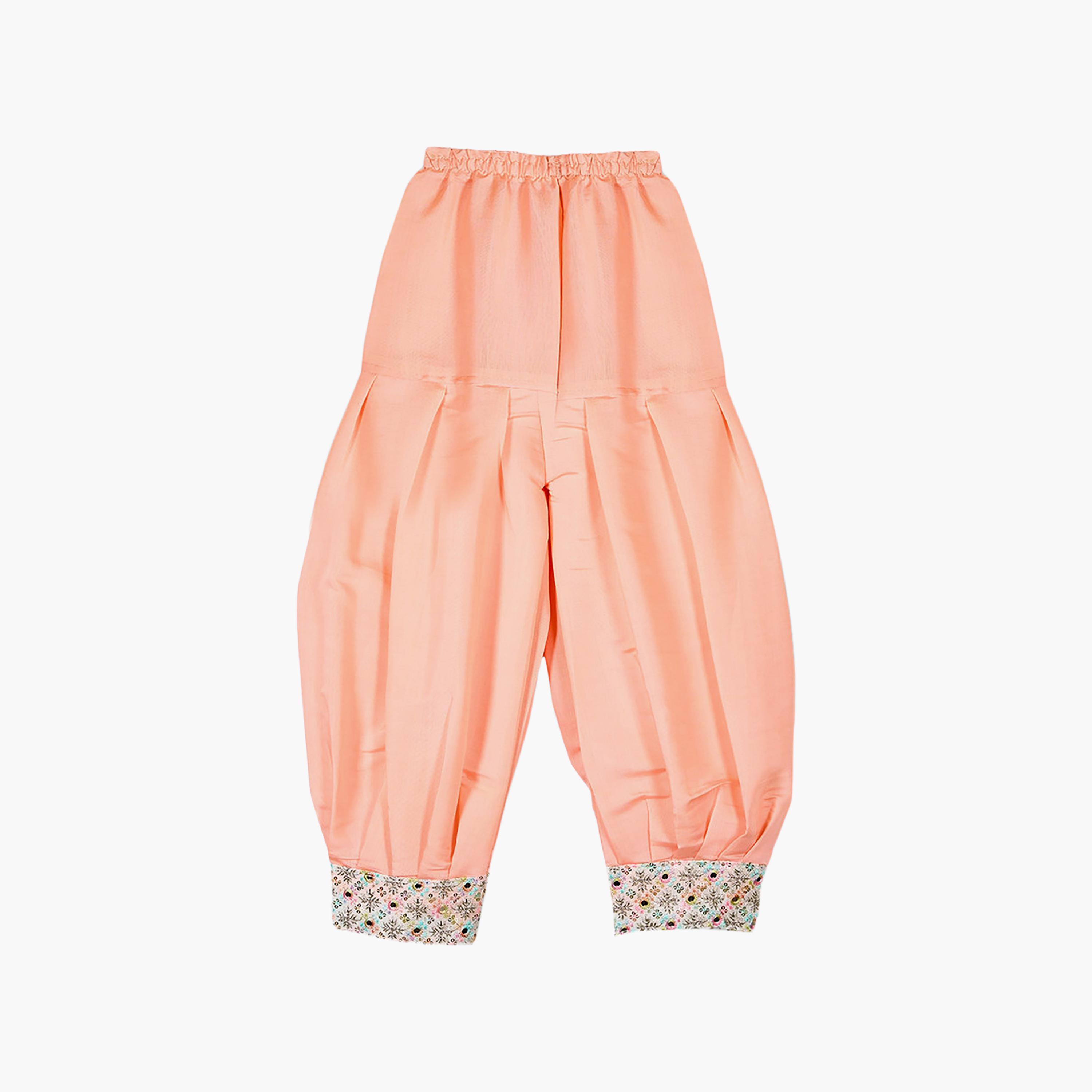 طقم تراثي بدون أكمام كورتة وسروال سالوار مزين مع دوباتا وحقيبة صغيرة من بيبيكلو-girls-clothing-setsandcoords-image-9