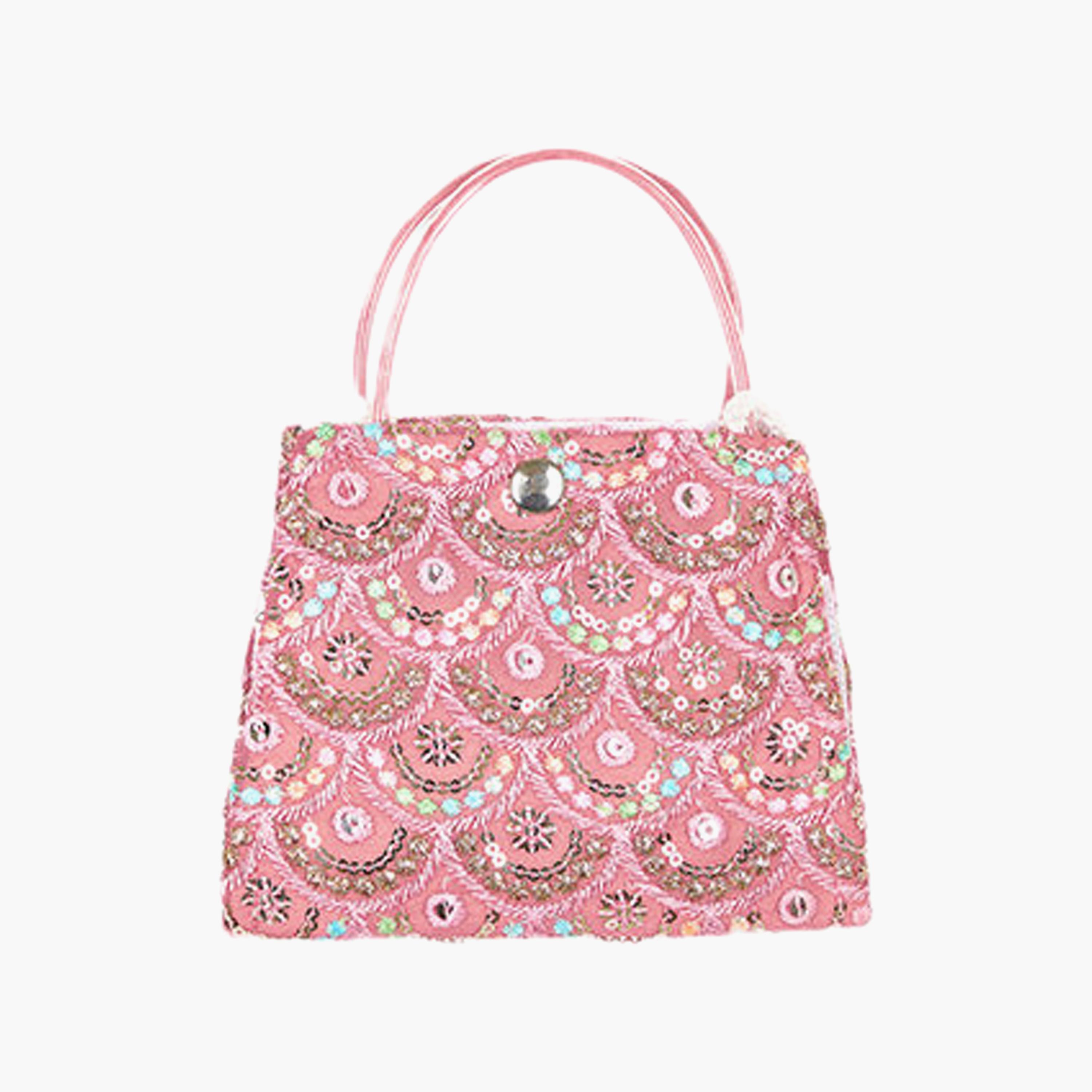 طقم تراثي بدون أكمام كورتة وسروال سالوار مزين مع دوباتا وحقيبة صغيرة من بيبيكلو-girls-clothing-setsandcoords-image-7