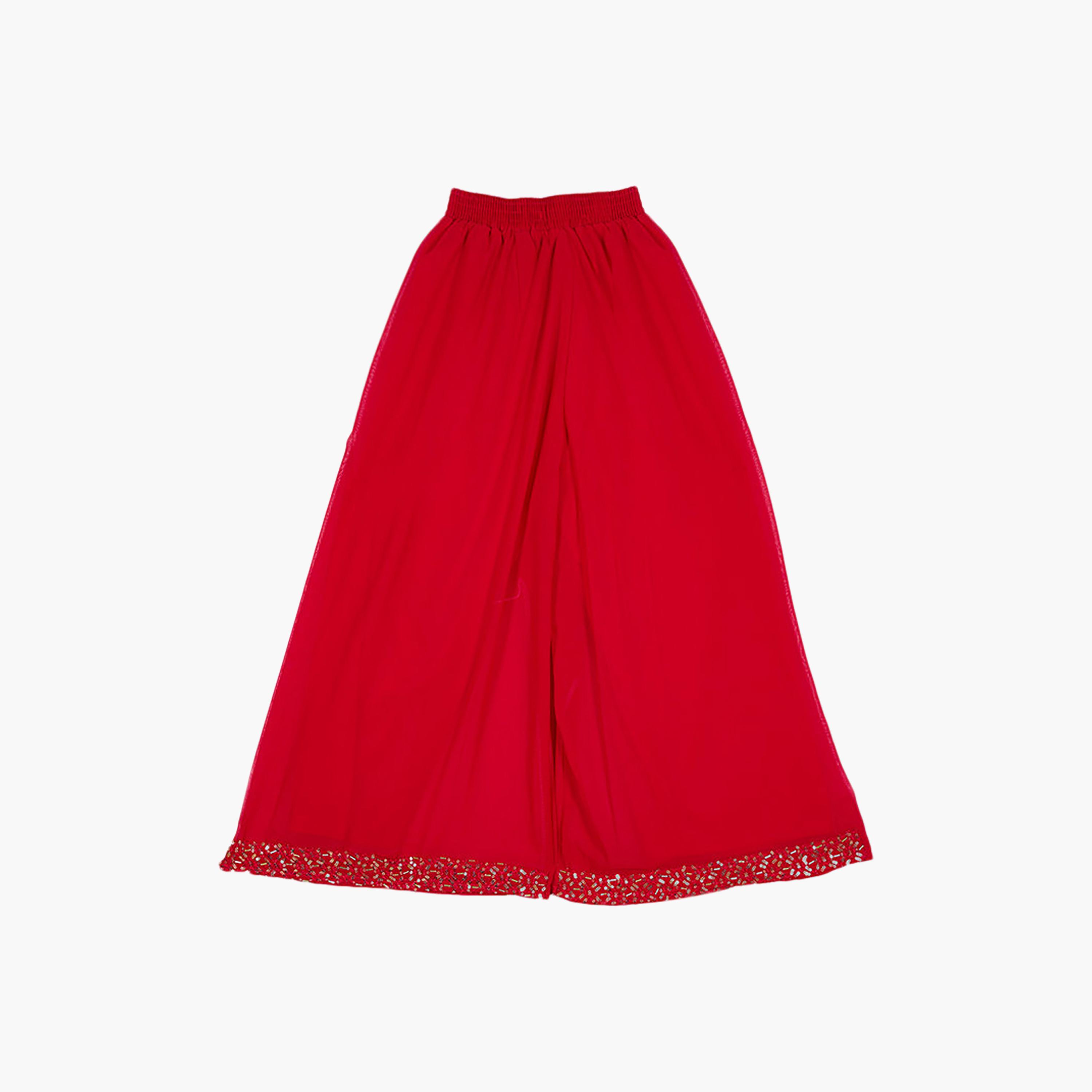 طقم تراثي بأكمام ثلاثة أرباع كورتة وشارارا مزين مع دوباتا من بيبيكلو-girls-clothing-setsandcoords-image-7
