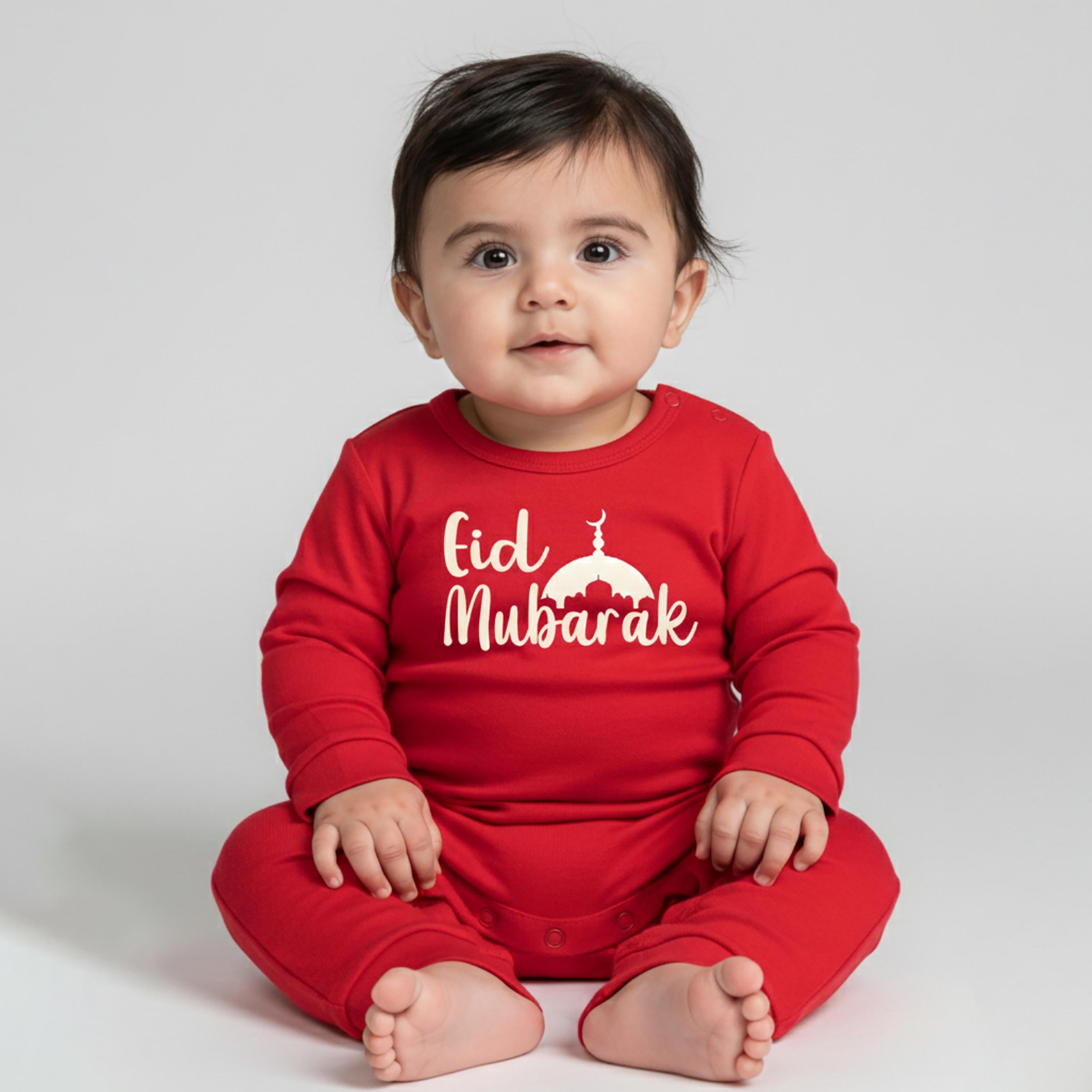 Babyqlo Eid Mubarak Printed Full Sleeves Romper-baby-boys-clothing-rompers-image-1