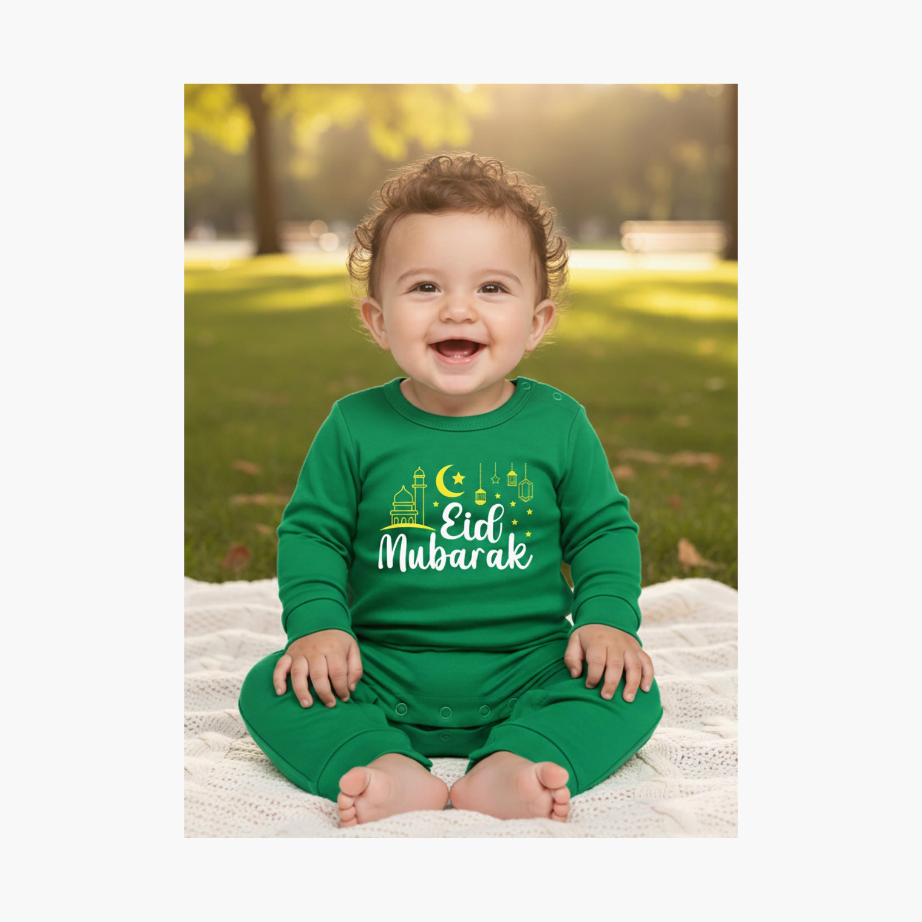 Babyqlo Eid Mubarak Printed Full Sleeves Romper-baby-boys-clothing-rompers-image-3