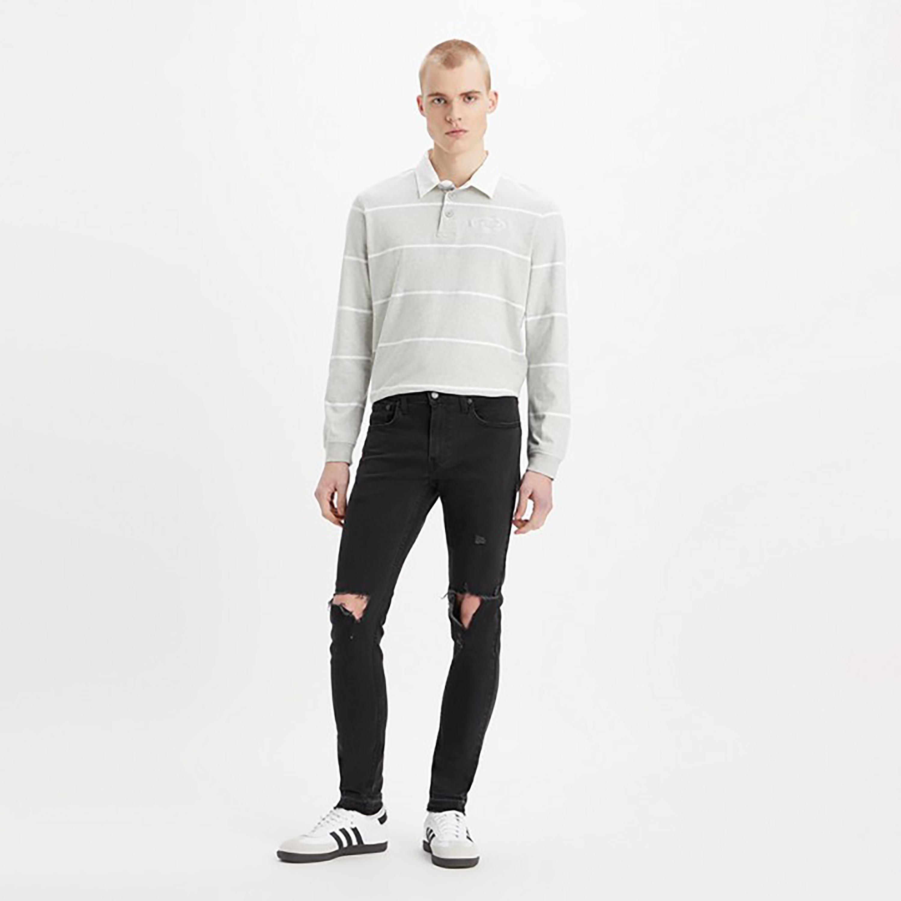 Levi's Black Skinny Fit Mid-Rise Slash Knee Jeans-men-clothing-bottoms-jeans-image-2