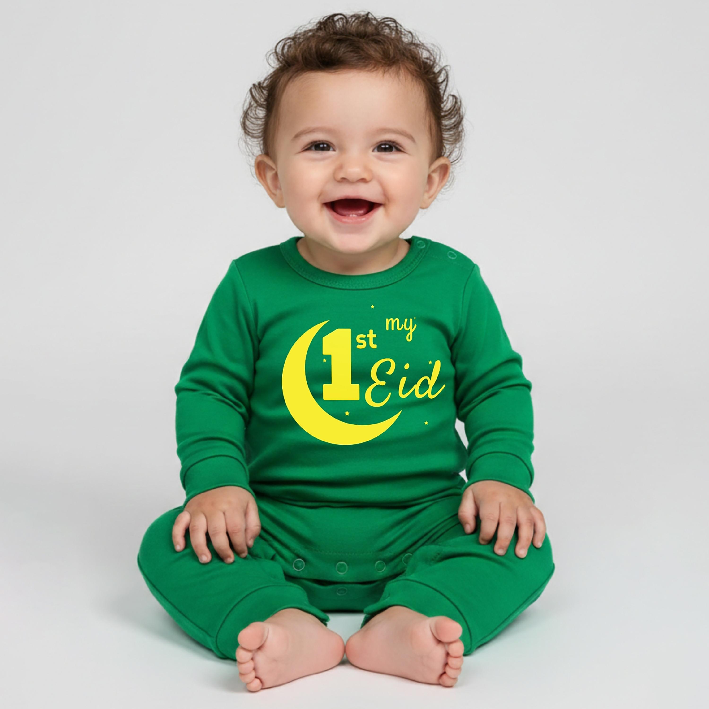 Babyqlo My First Eid Printed Full Sleeves Romper-baby-boys-clothing-rompers-image-1