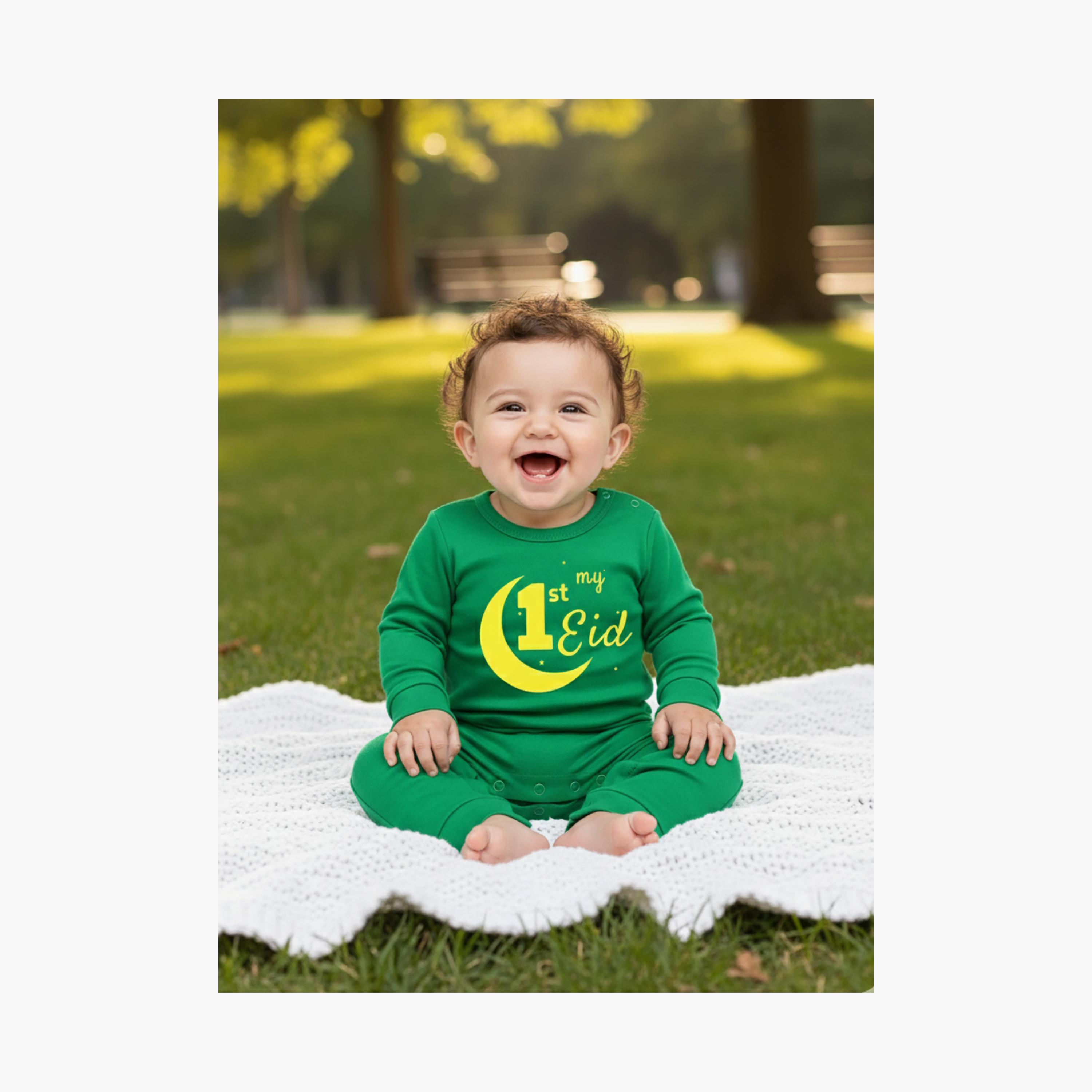 Babyqlo My First Eid Printed Full Sleeves Romper-baby-boys-clothing-rompers-image-3