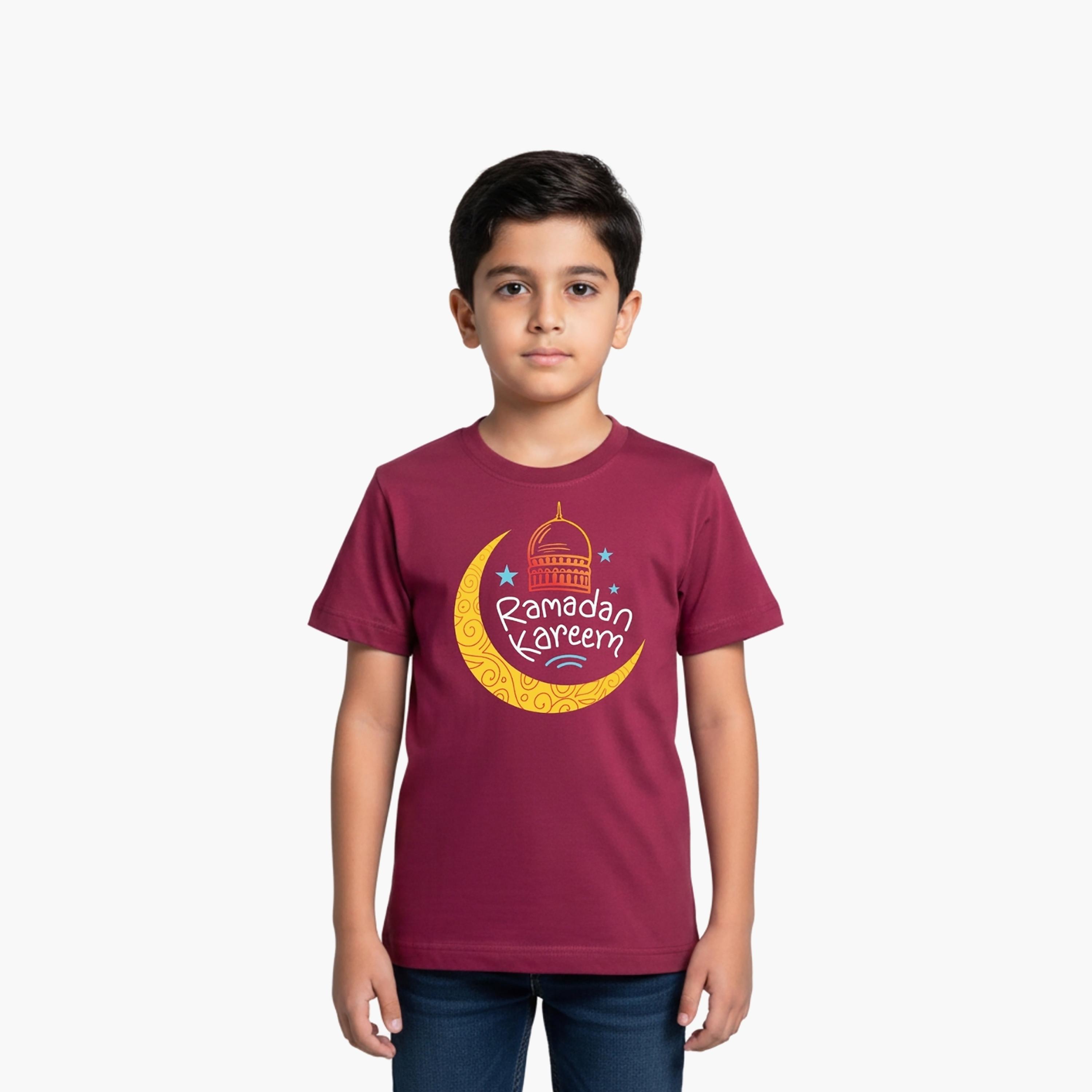 Babyqlo Ramadan Kareem Moon & Stars Printed Half Sleeves T-Shirt-boys-clothing-tshirtsandpolos-image-1