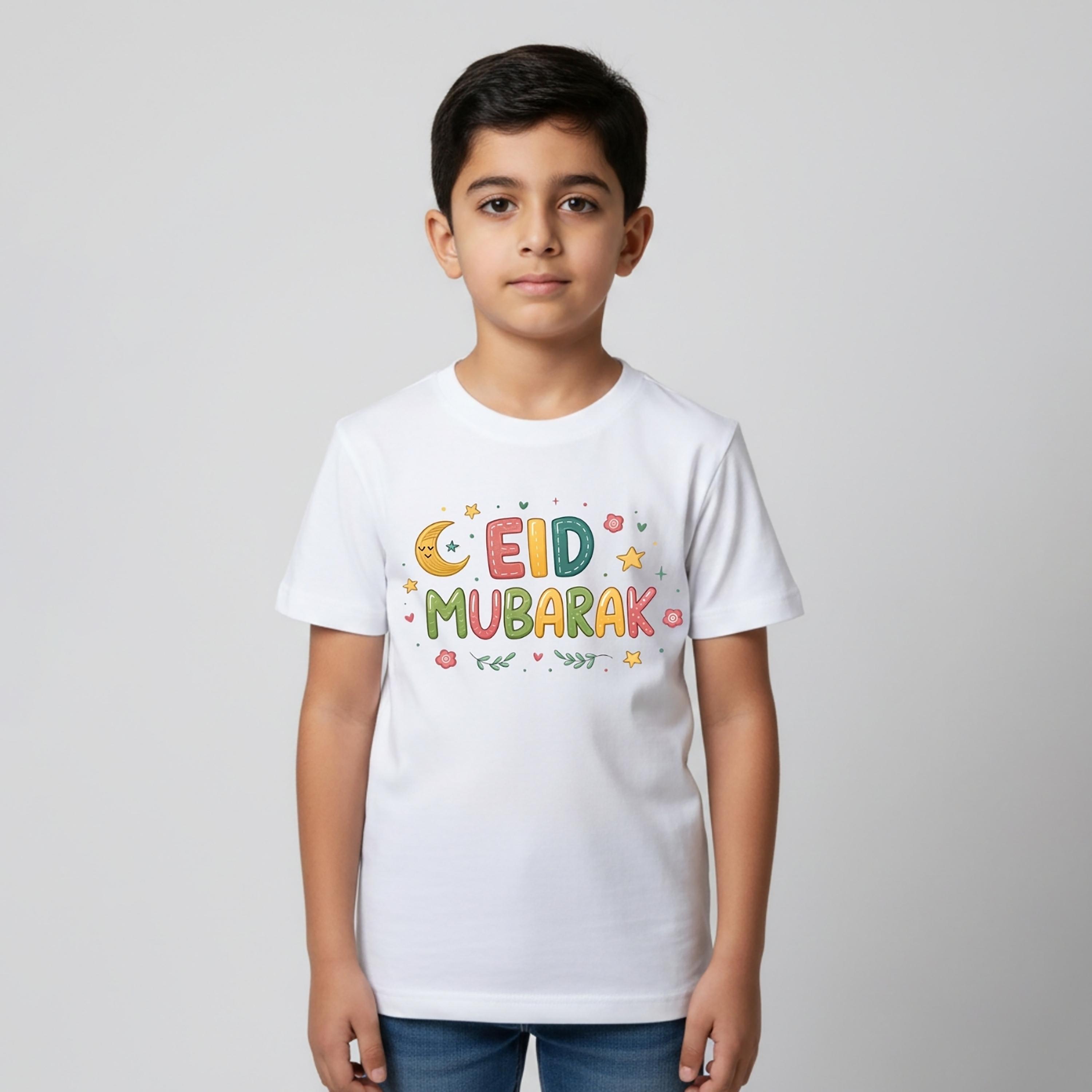 Babyqlo Eid Mubarak with Moon Printed Half Sleeves T-Shirt-boys-clothing-tshirtsandpolos-image-1