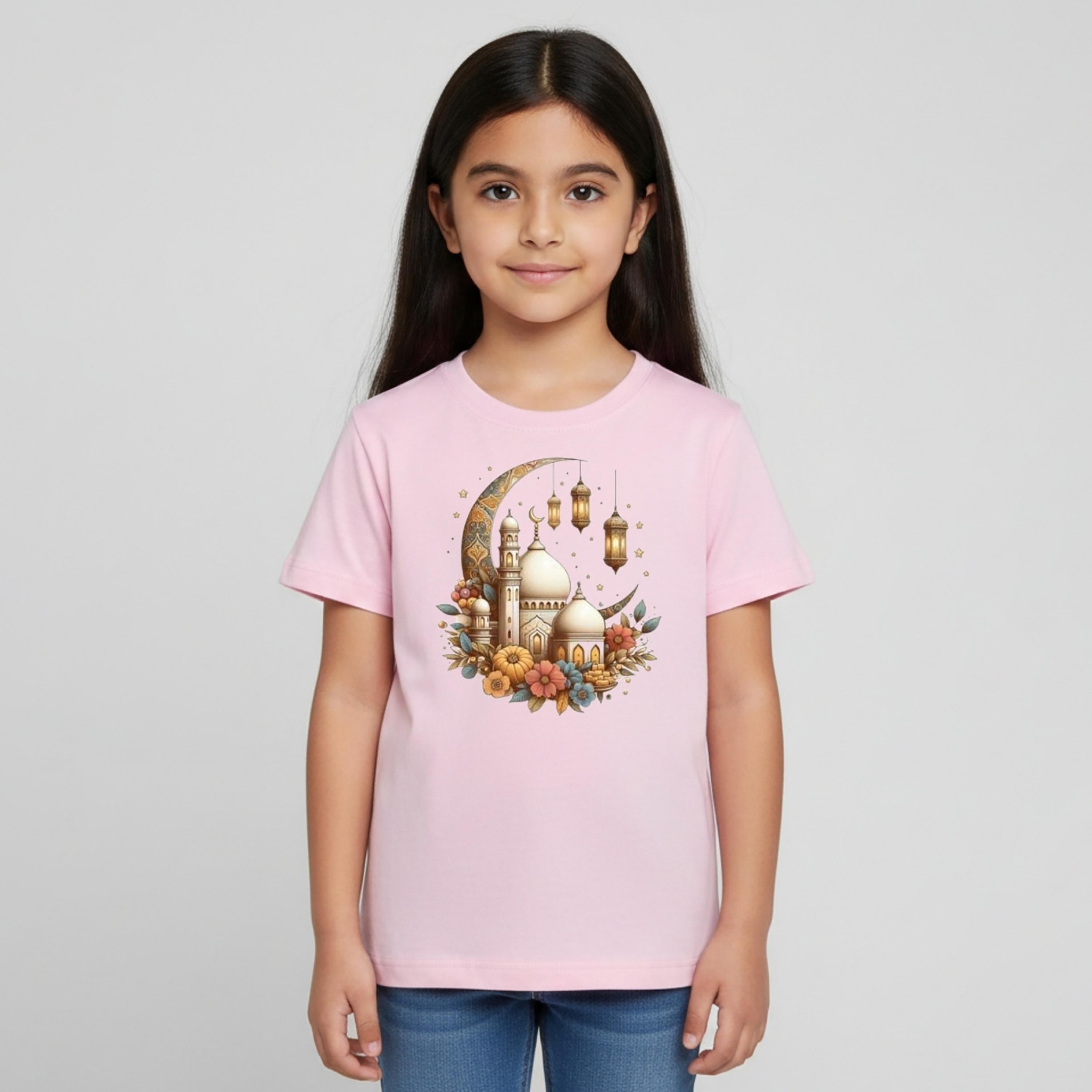 تيشيرت بأكمام قصيرة وطبعة مسجد و"فلورال" لرمضان من بيبي كلو-girls-clothing-tshirts-image-1