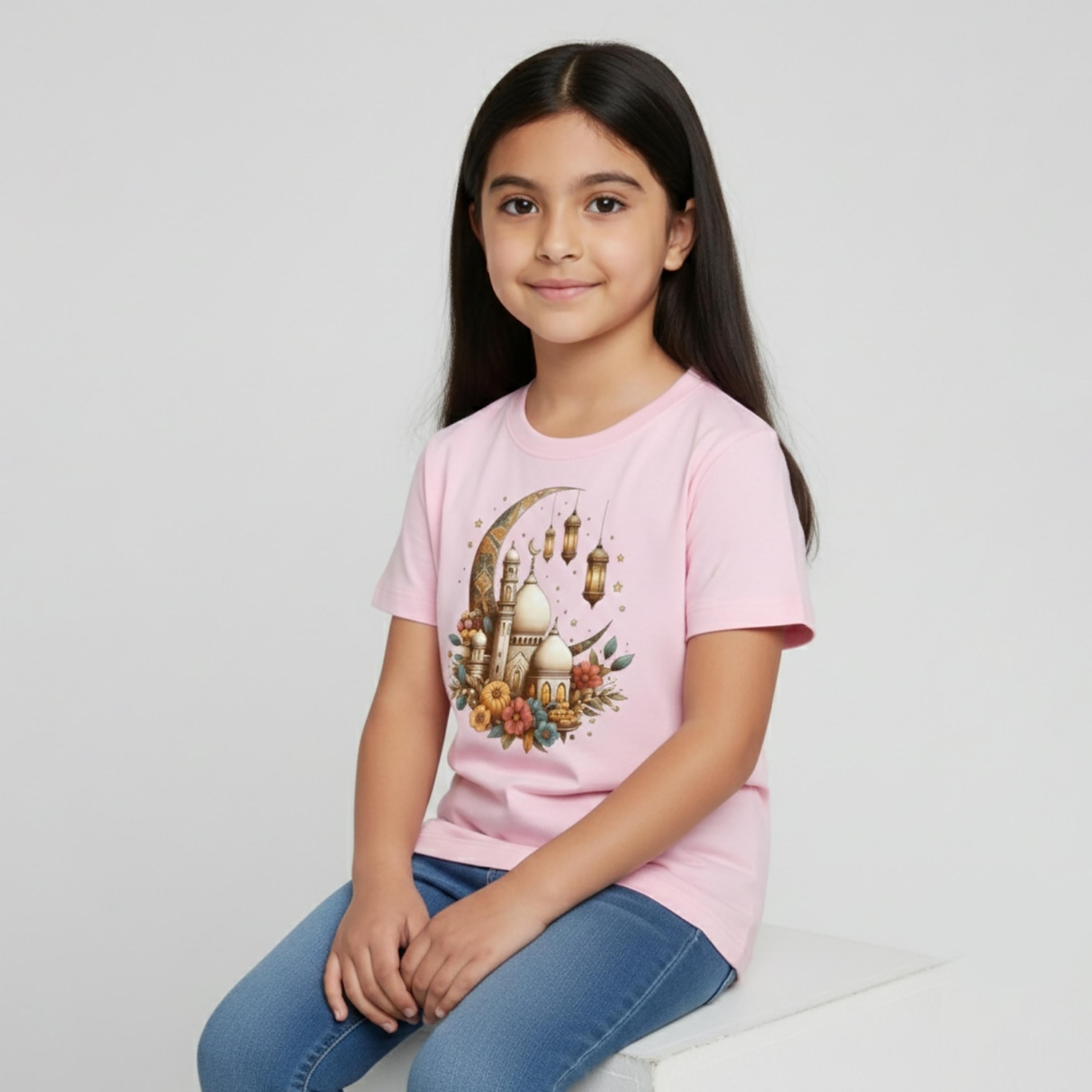 تيشيرت بأكمام قصيرة وطبعة مسجد و"فلورال" لرمضان من بيبي كلو-girls-clothing-tshirts-image-3