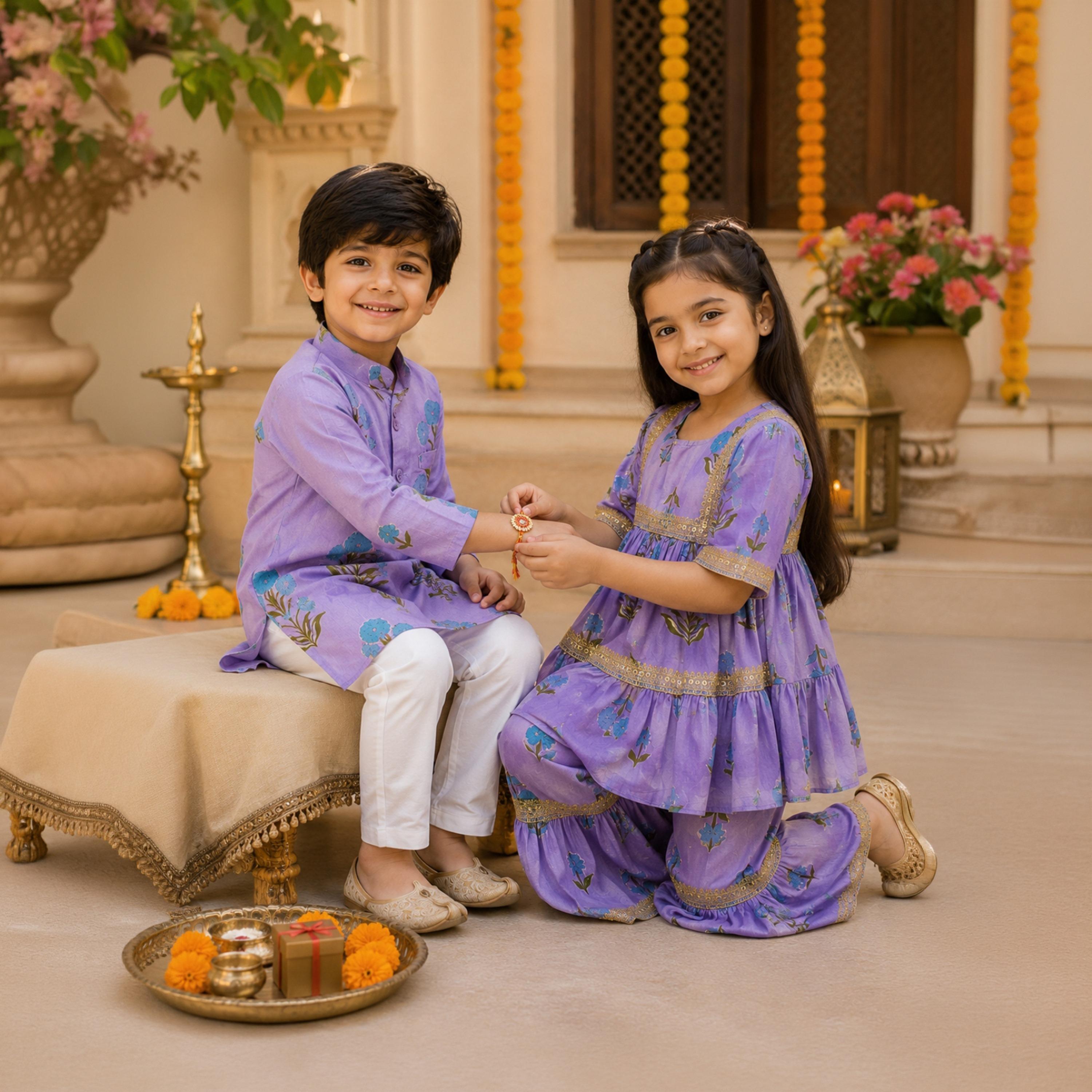 Babyqlo Floral Long Sleeves Ethnic Kurta with Jacket & Pyjama Set-boys-clothing-setsandcoords-image-5
