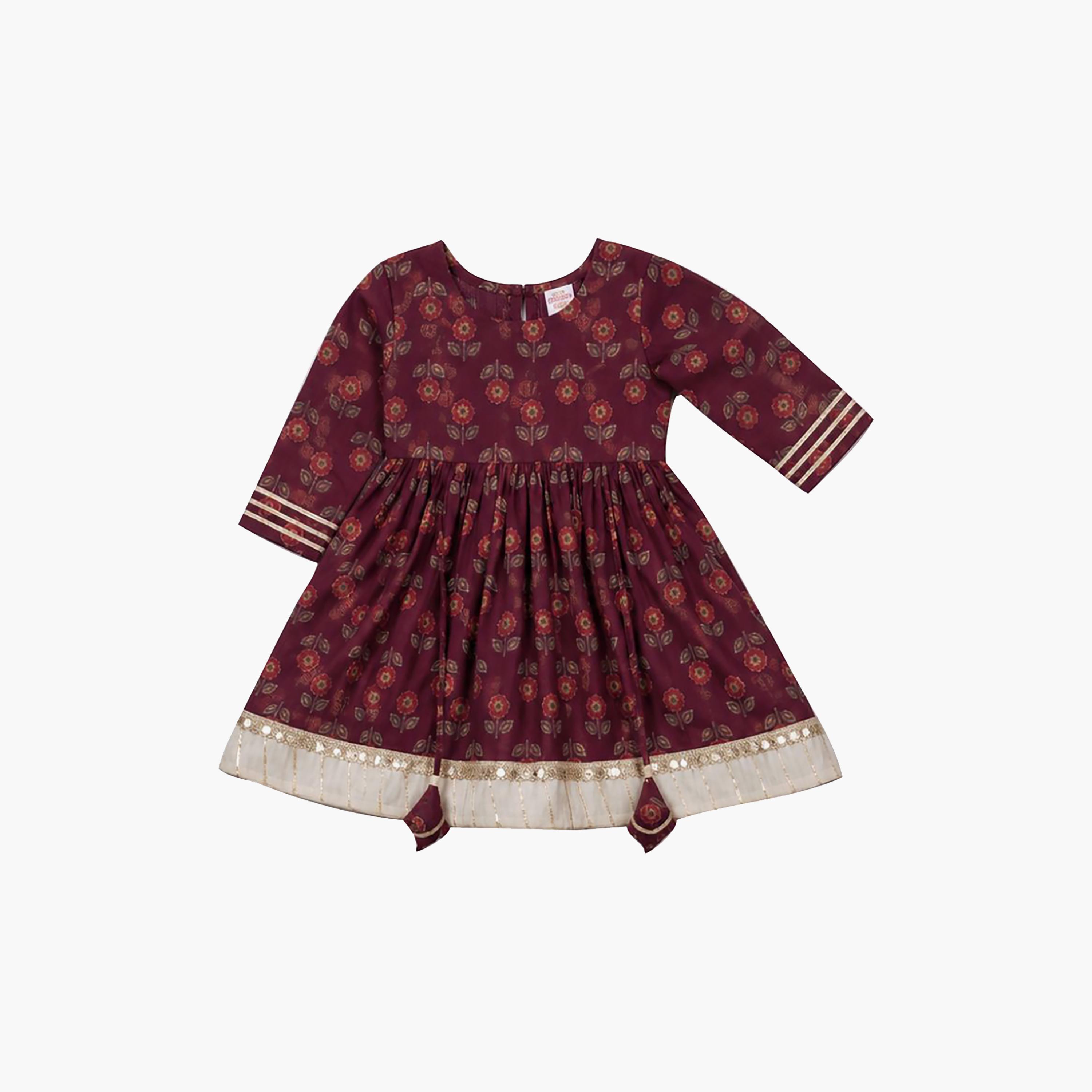 Babyqlo Floral Quarter Sleeves Anarkali Kurta with Sharara & Dupatta Set-baby-girls-clothing-setsandcoords-image-6