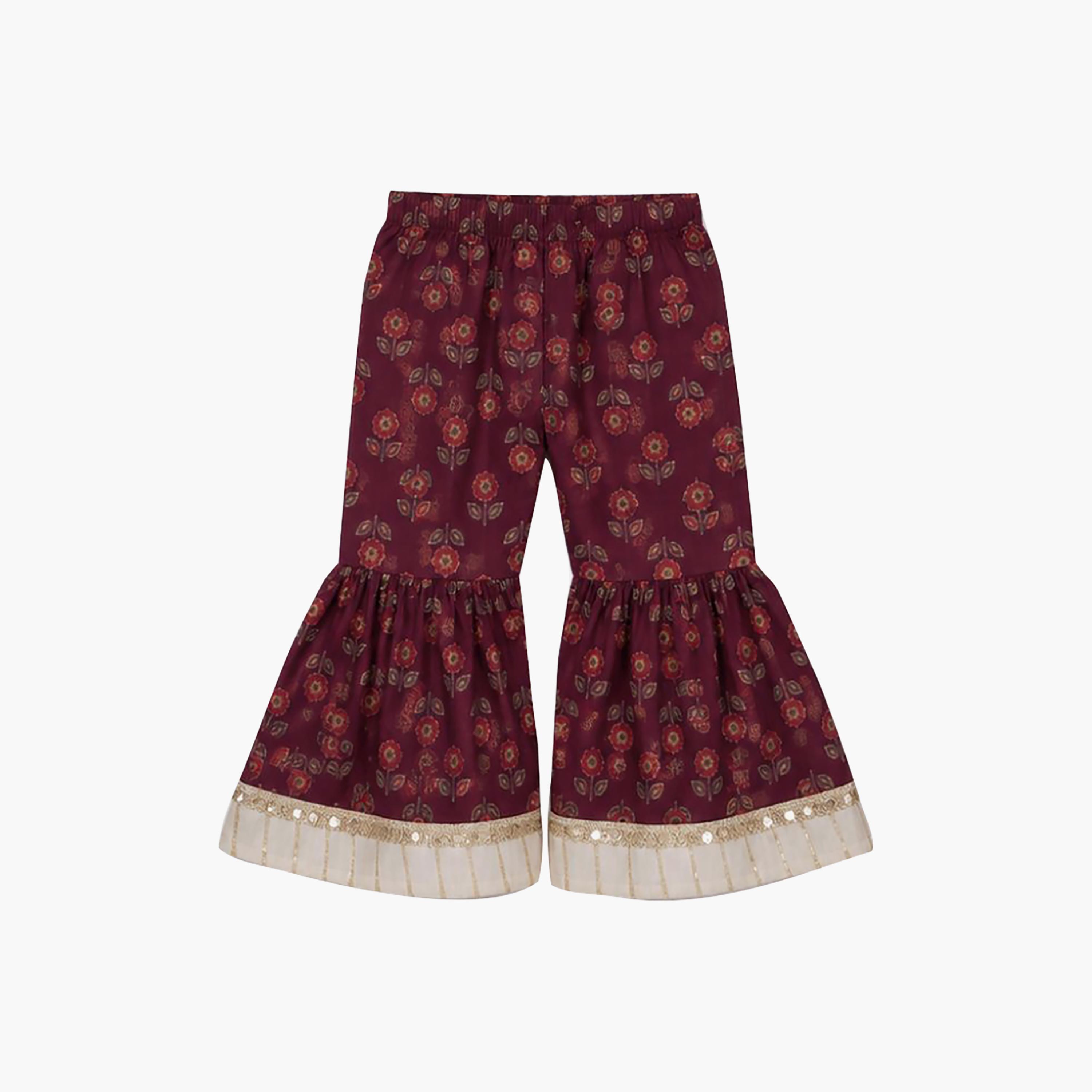 Babyqlo Floral Quarter Sleeves Anarkali Kurta with Sharara & Dupatta Set-baby-girls-clothing-setsandcoords-image-7