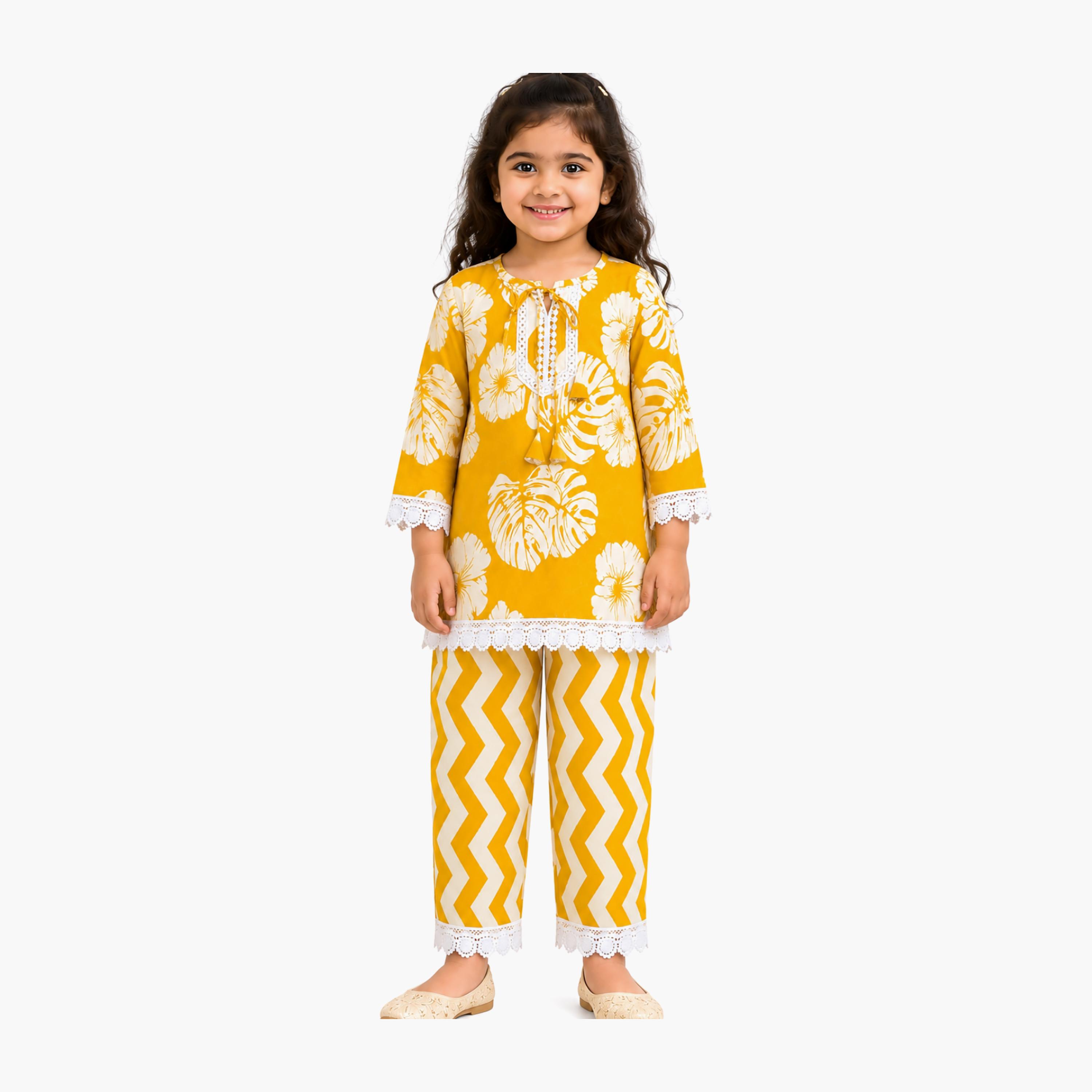 Babyqlo Printed Quarter Sleeves Kurta & Palazzo Set-baby-girls-clothing-setsandcoords-image-1