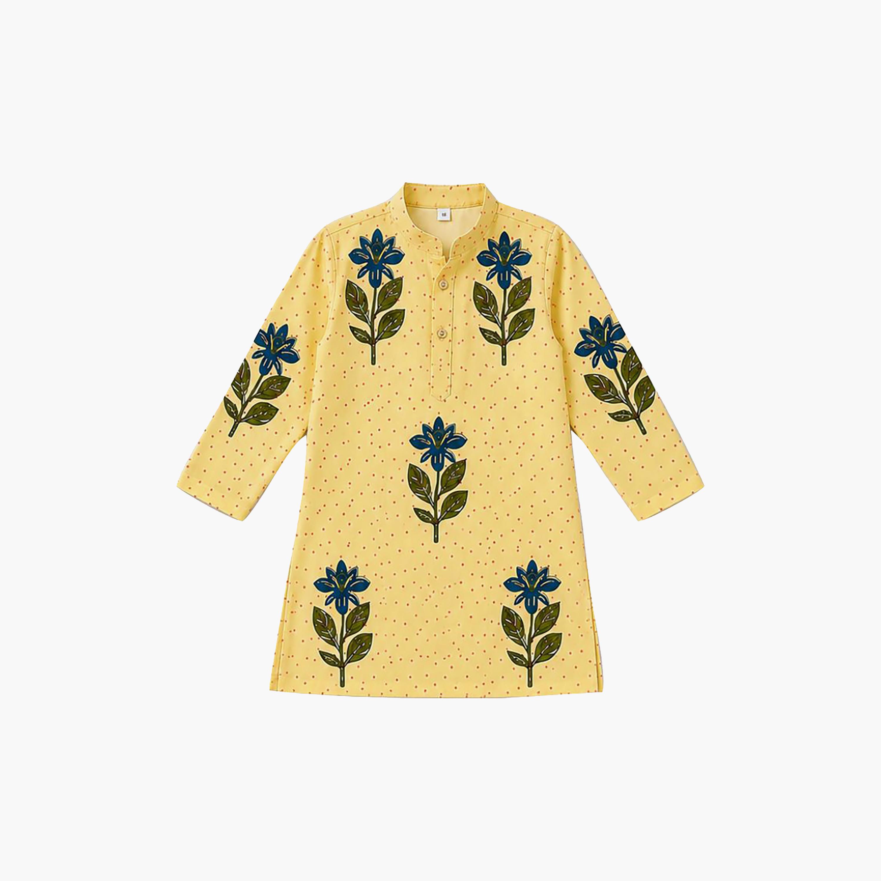 Babyqlo Floral Long Sleeves Ethnic Kurta with Jacket & Pyjama Set-boys-clothing-setsandcoords-image-6