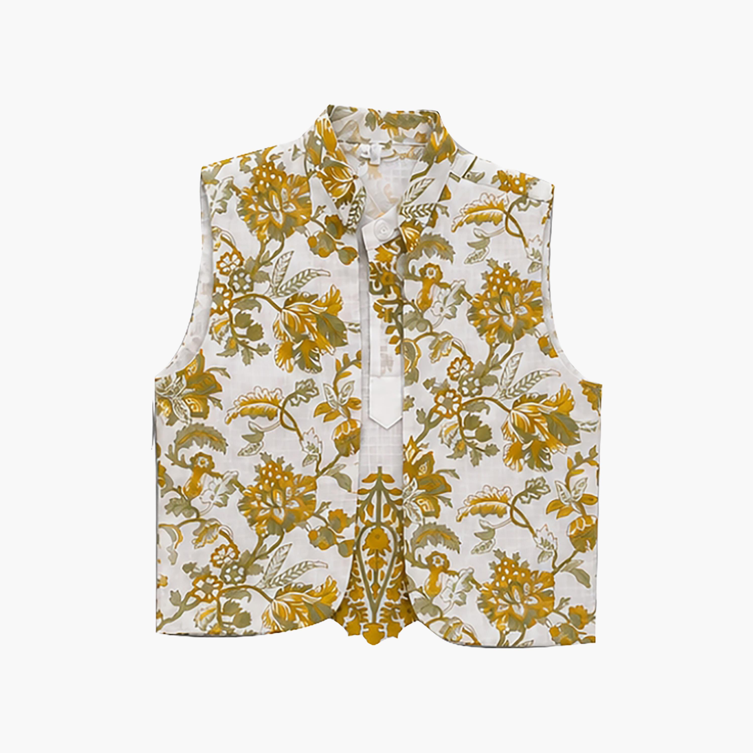 Babyqlo Floral Long Sleeve Ethnic Kurta with Jacket & Dhoti Set-boys-clothing-setsandcoords-image-7