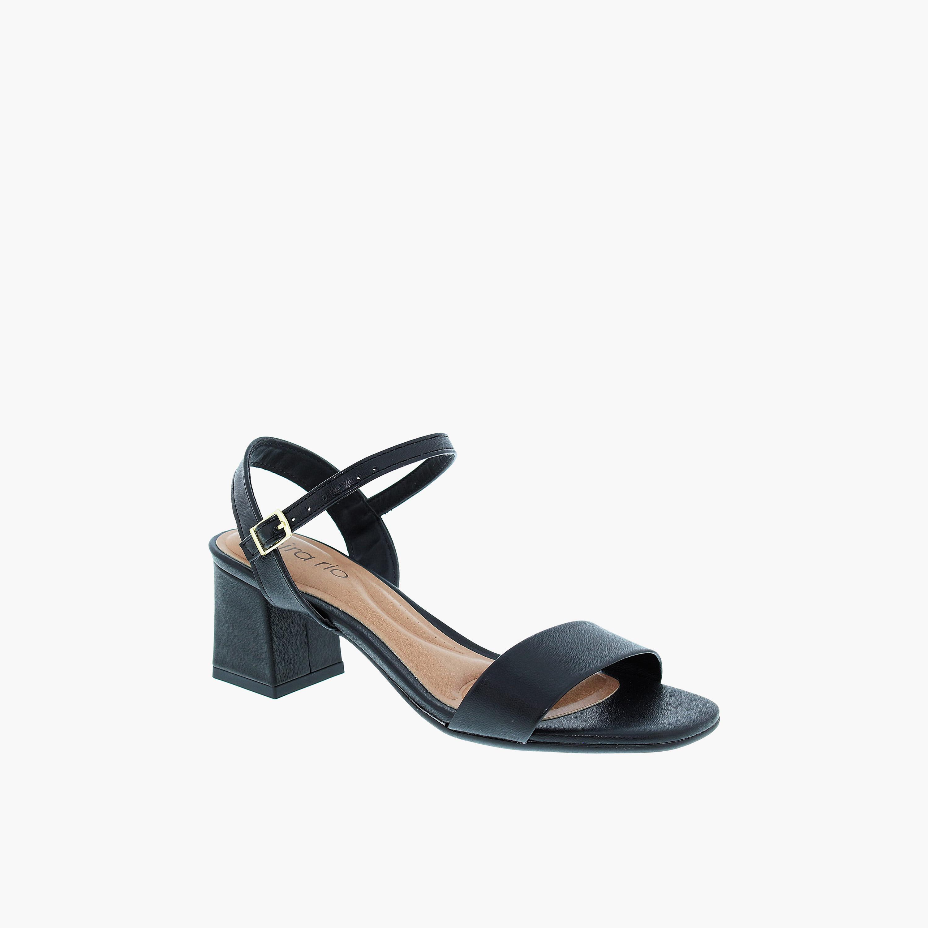 Beira Rio by Geoomnii  Women's Buckle Strap Block Heels | 8536-100-9569-15745       -women-shoes-sandals-heeled-image-1