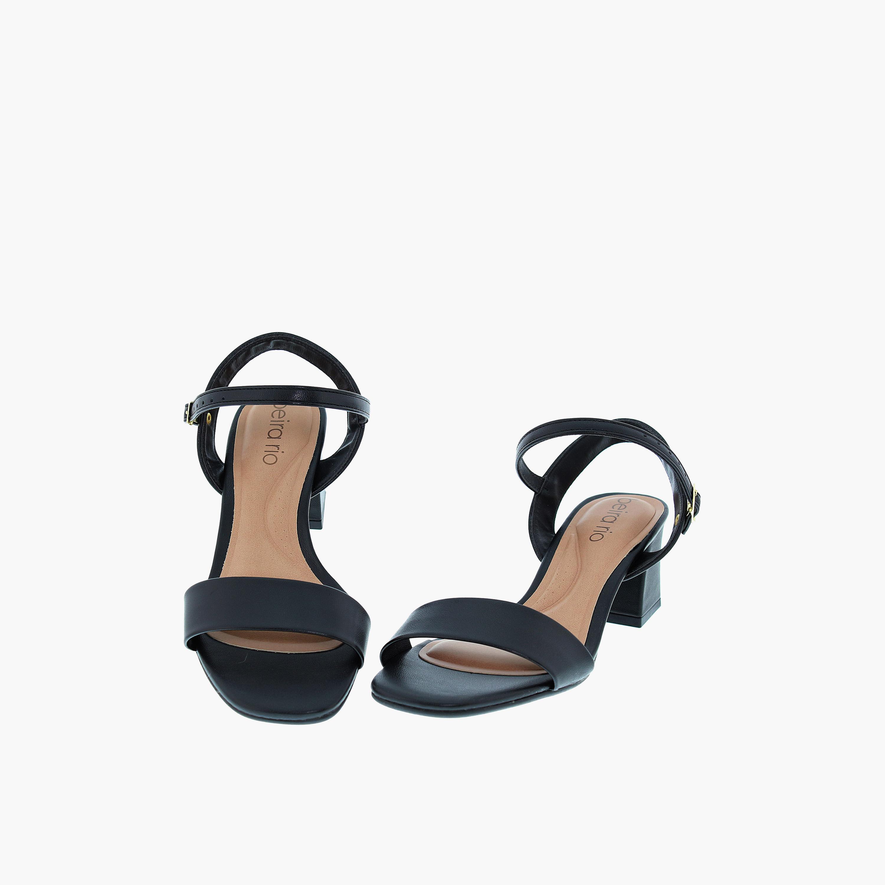 Beira Rio by Geoomnii  Women's Buckle Strap Block Heels | 8536-100-9569-15745       -women-shoes-sandals-heeled-image-3
