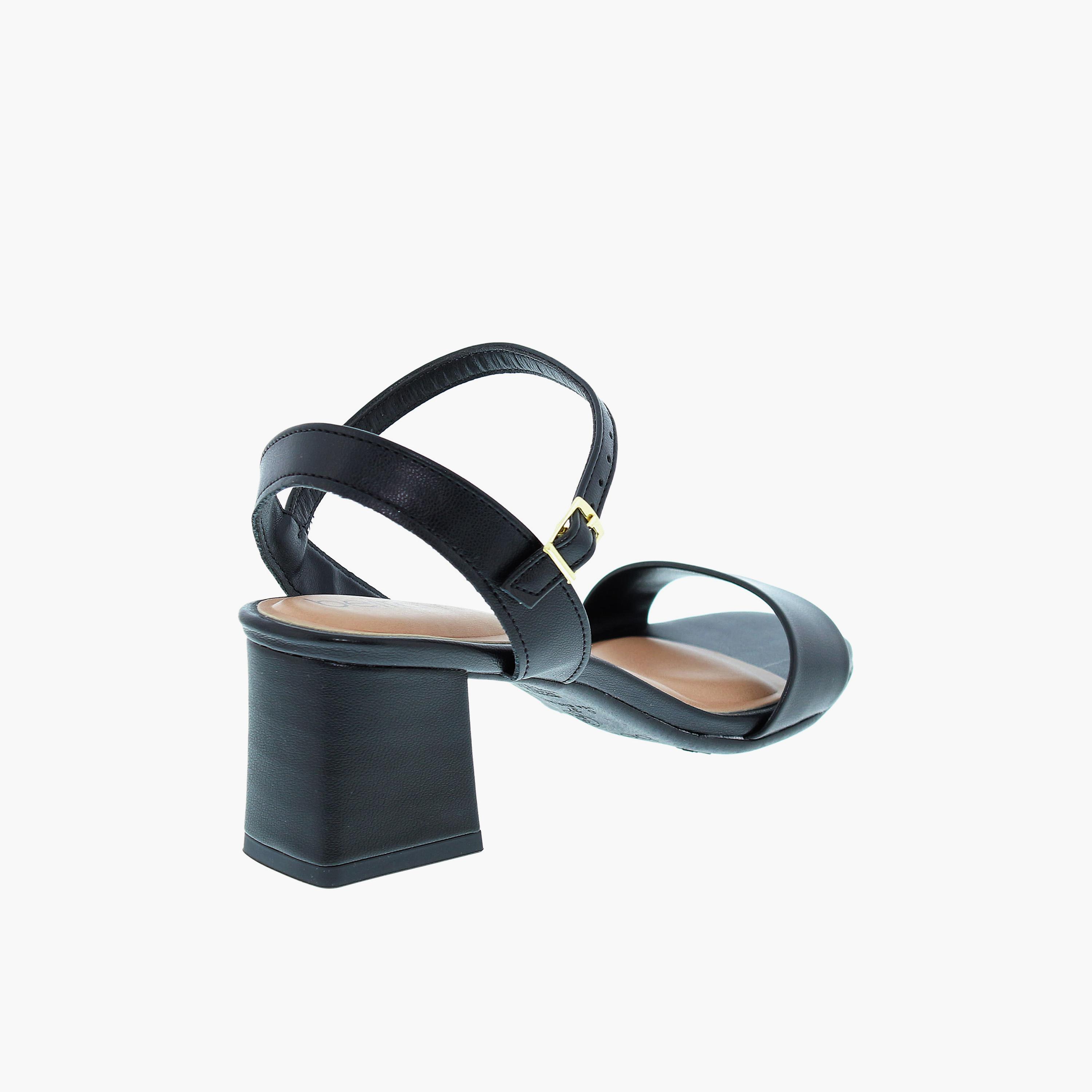 Beira Rio by Geoomnii  Women's Buckle Strap Block Heels | 8536-100-9569-15745       -women-shoes-sandals-heeled-image-4