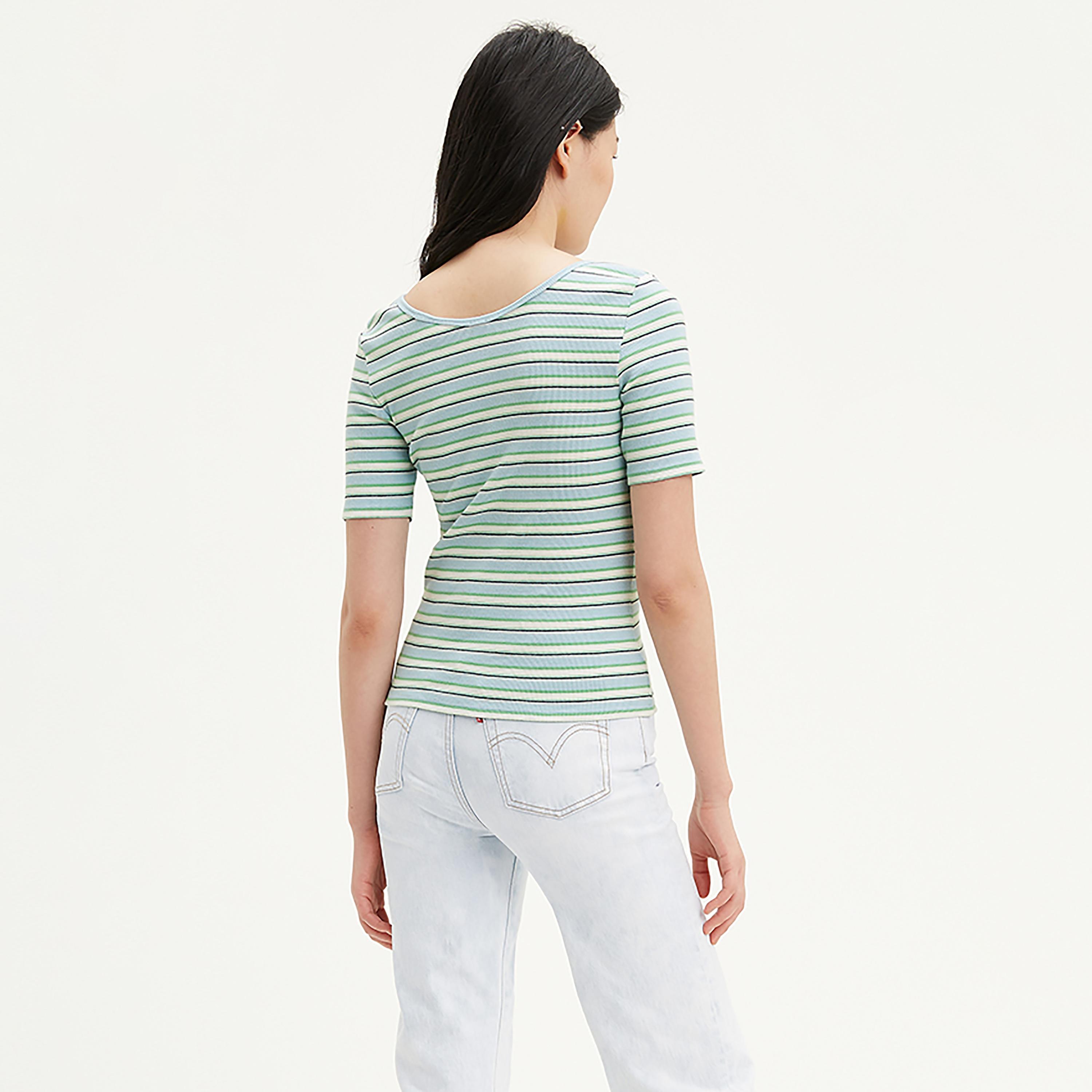 Levi's Striped Round Neck Short Sleeves T-Shirt-women-clothing-tshirts-image-2