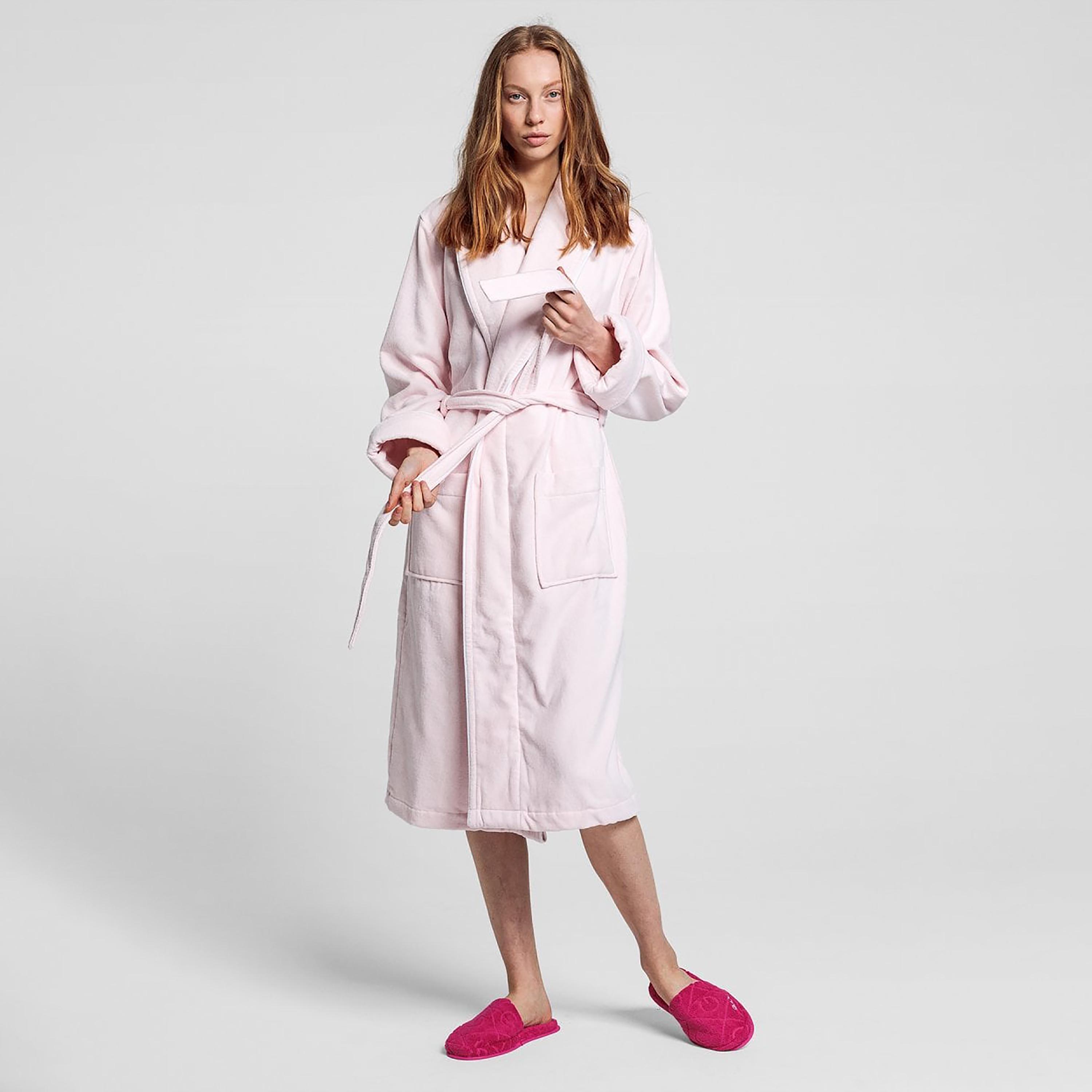 Gant Plain Shawl Lapel Bath Robe with Front Tie-Up Belt-women-clothing-nightwear-robes-image-1