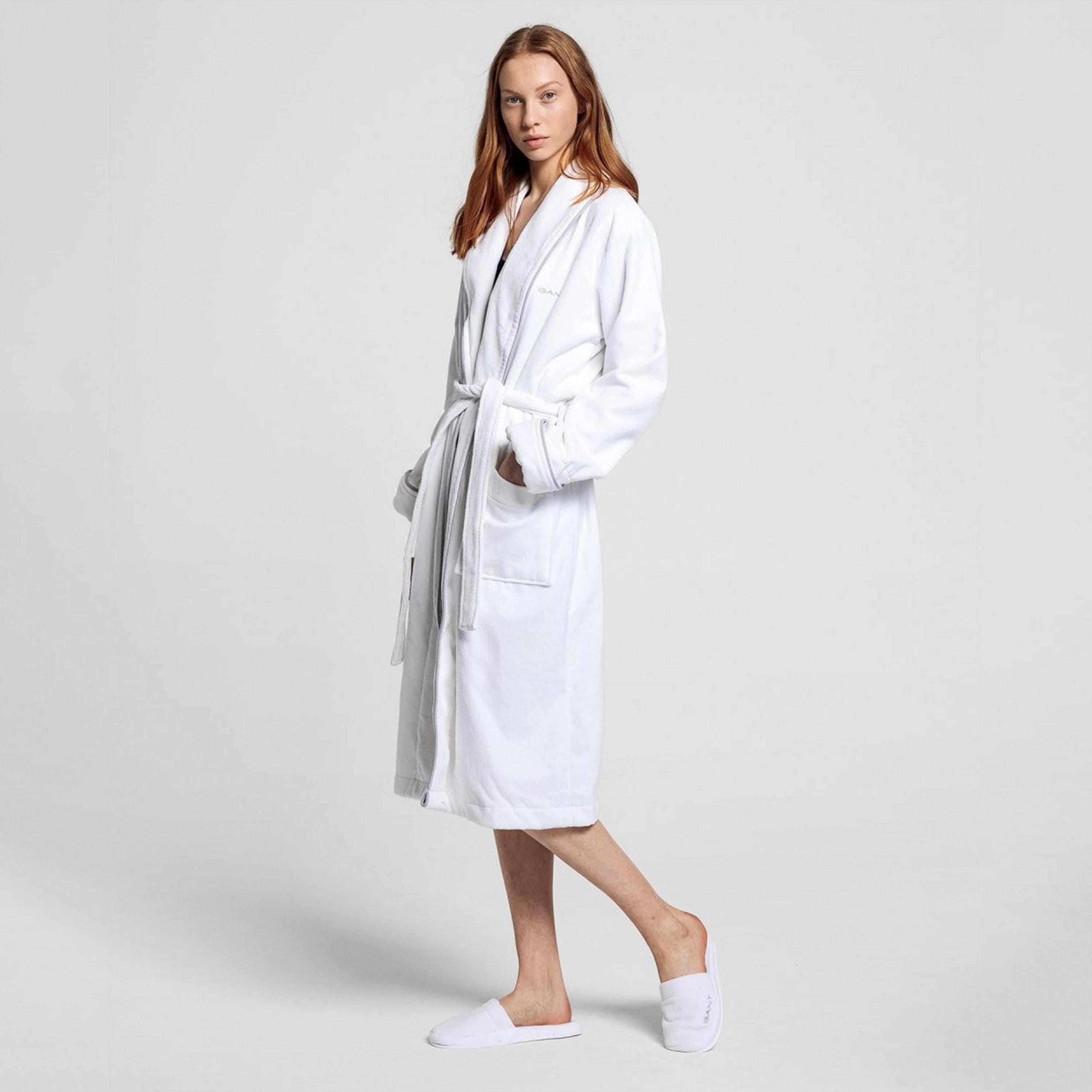 روب حمام طية صدر السترة من جانت مع حزام ربط أمامي-women-clothing-nightwear-robes-image-1